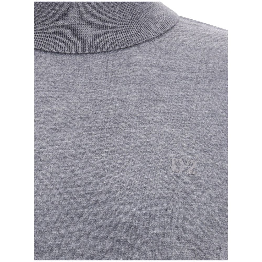 Dsquared² Gray Fleece Wool Turtleneck | Regal Royce