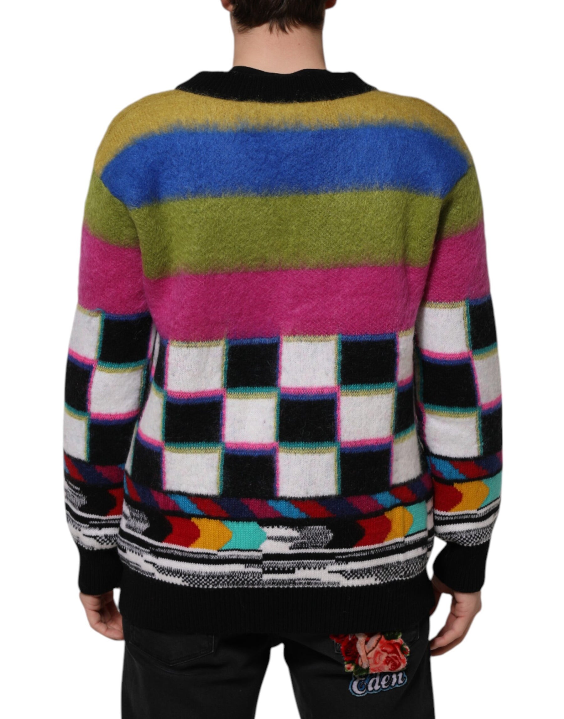 Dolce & Gabbana Multicolor Glitch Design Pullover Sweater | Regal Royce