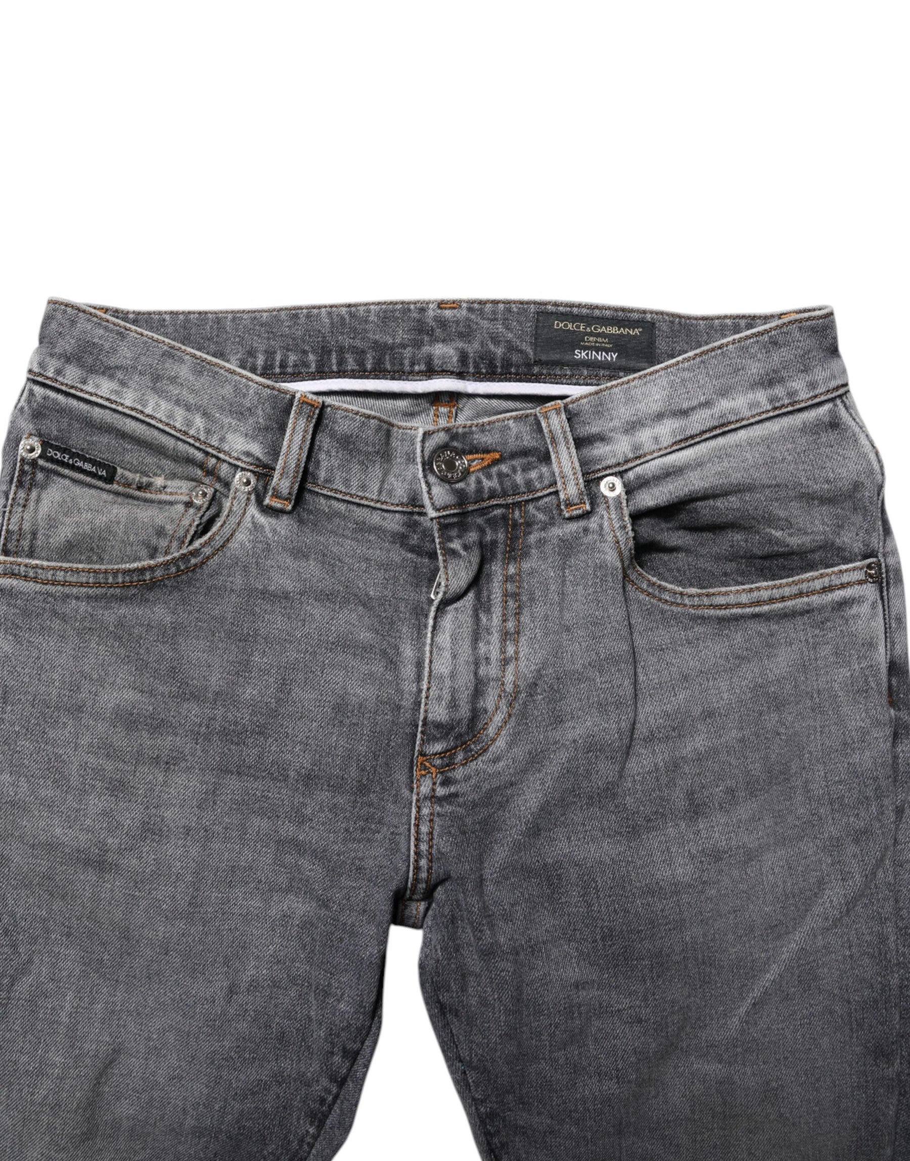 Dolce & Gabbana Gray Cotton Skinny Men Denim Trouser Jeans | Regal Royce