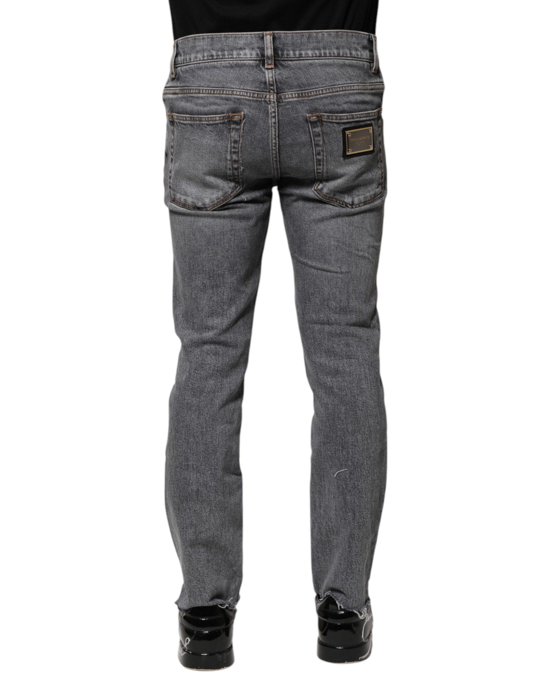 Dolce & Gabbana Gray Cotton Skinny Men Denim Trouser Jeans | Regal Royce