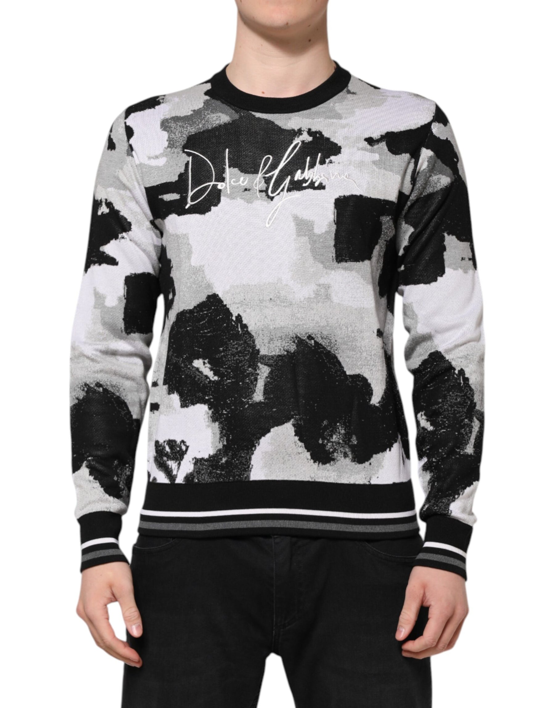 Dolce & Gabbana Multicolor Silk Camouflage Pullover Sweater | Regal Royce