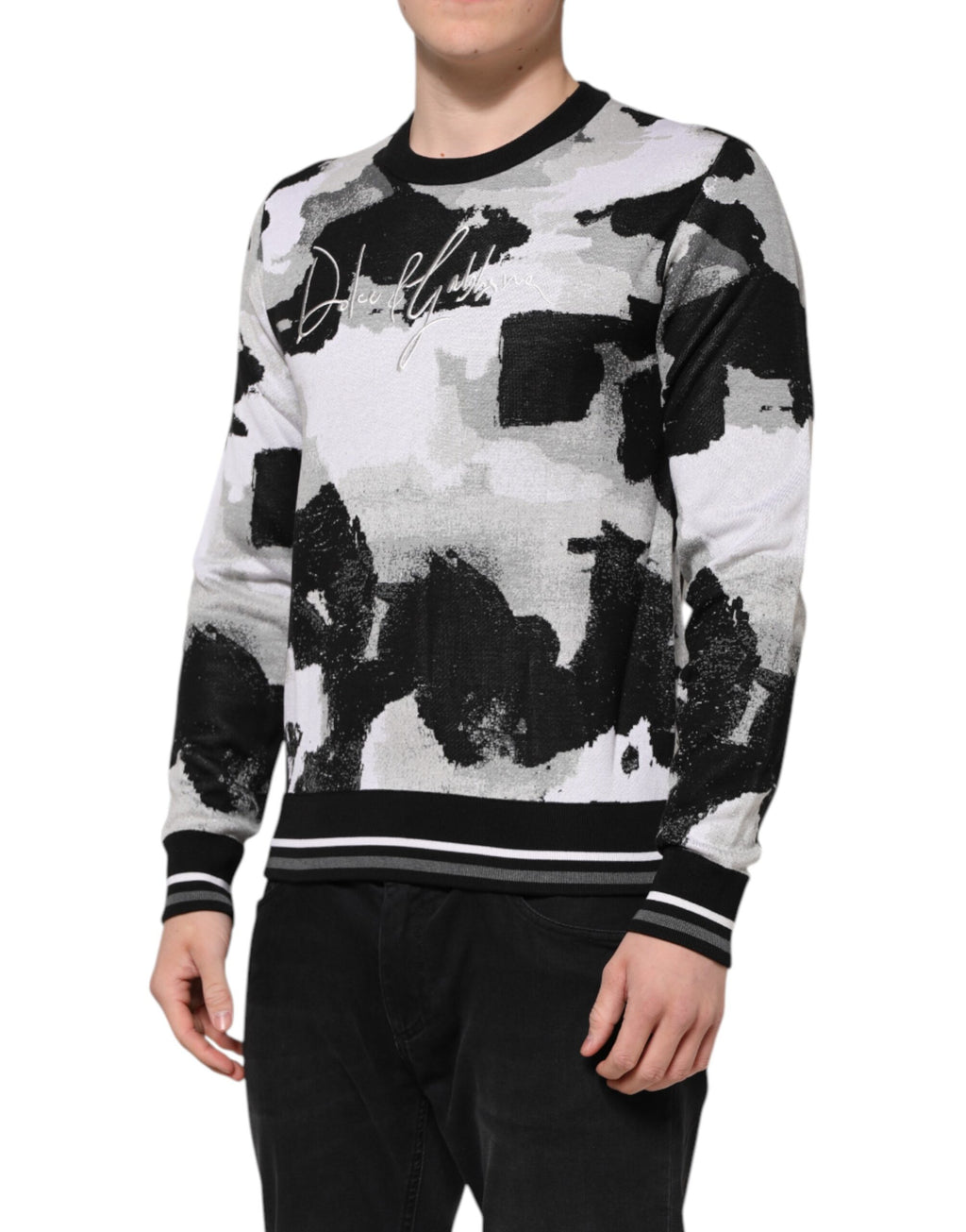 Dolce & Gabbana Multicolor Silk Camouflage Pullover Sweater