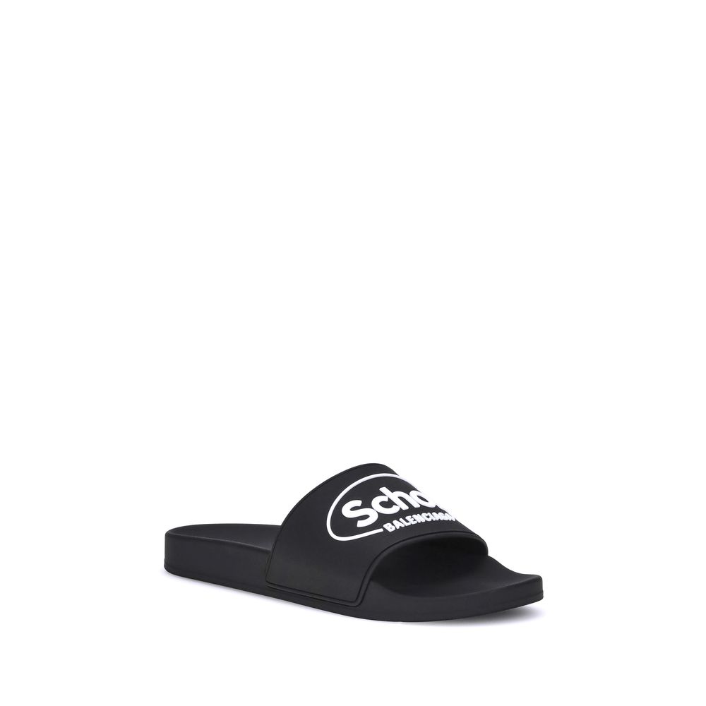 Balenciaga Black Rubber Flat Sandals | Regal Royce