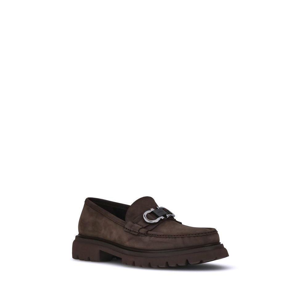 Ferragamo Brown Calf Leather Bos Taurus Slip-On Loafers | Regal Royce