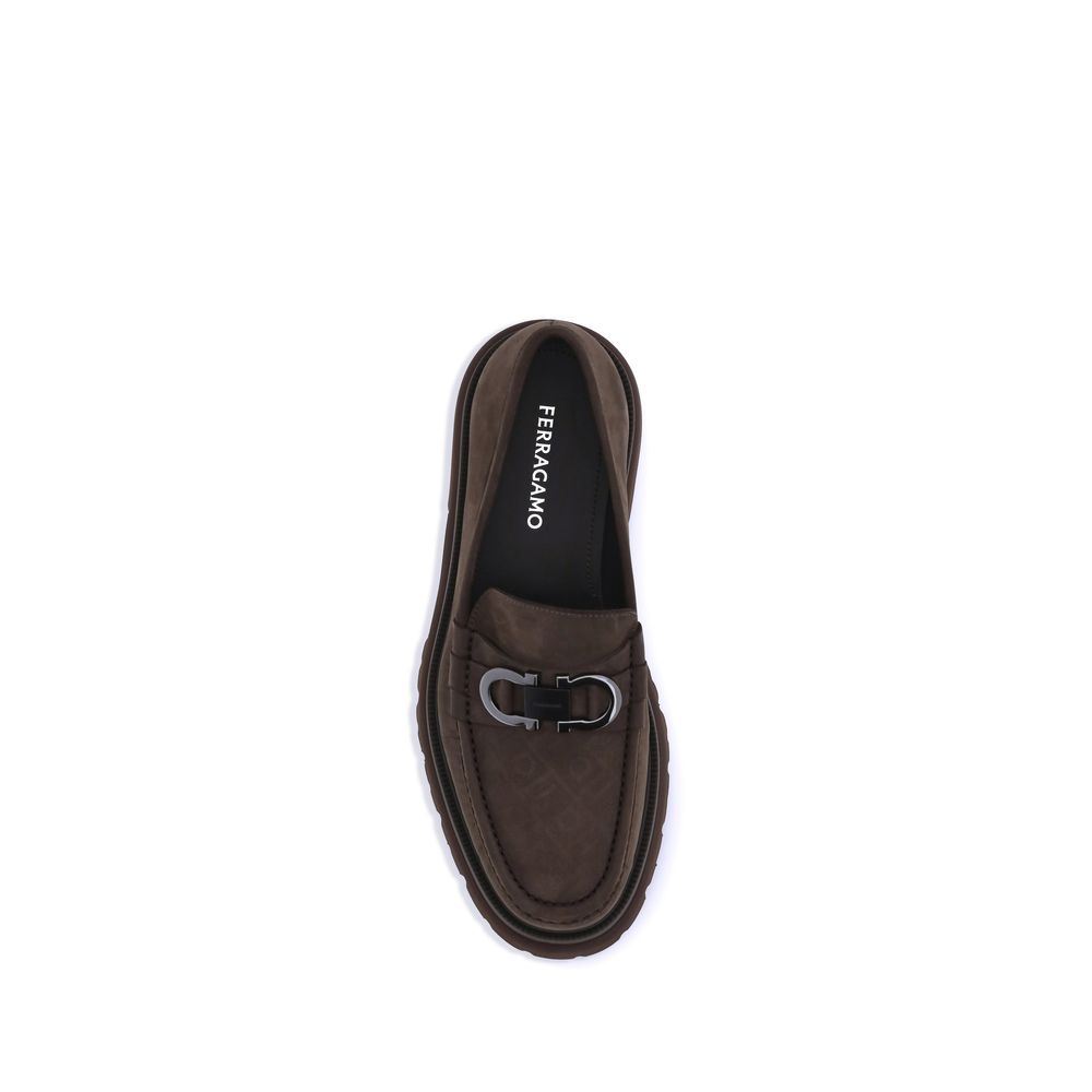 Ferragamo Brown Calf Leather Bos Taurus Slip-On Loafers | Regal Royce