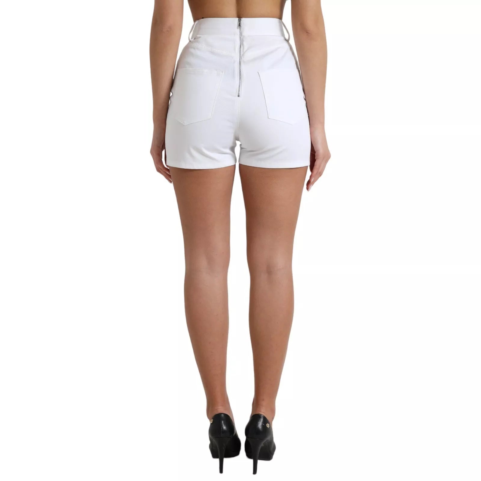 Dolce & Gabbana White Front Lace High Waist Hot Pants Shorts | Regal Royce