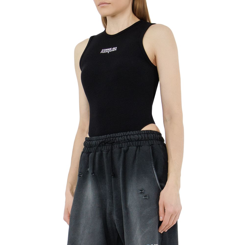 Comme Des Fuckdown Black Cotton Bodysuit