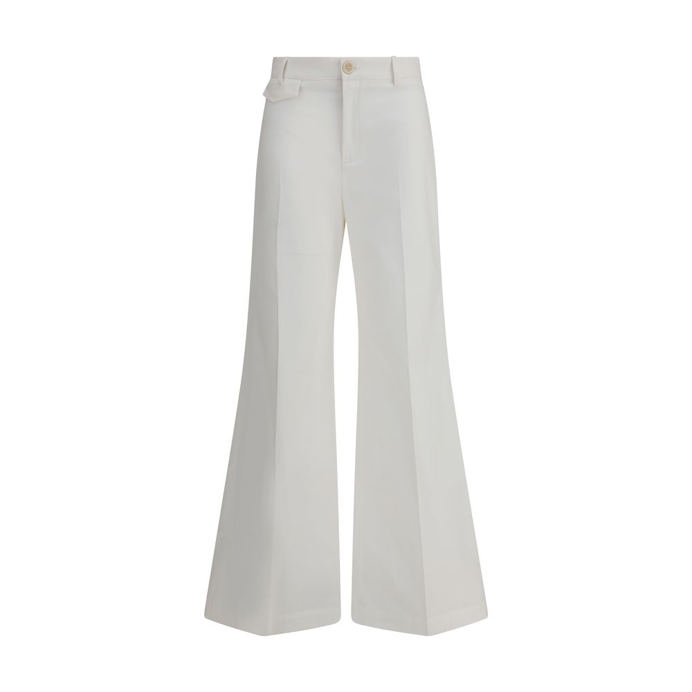 Chloé White Cotton Flared Pants | Regal Royce