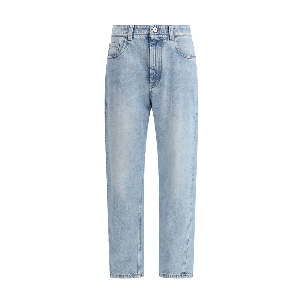 Brunello Cucinelli Light Blue Cotton Straight-Leg Jeans | Regal Royce