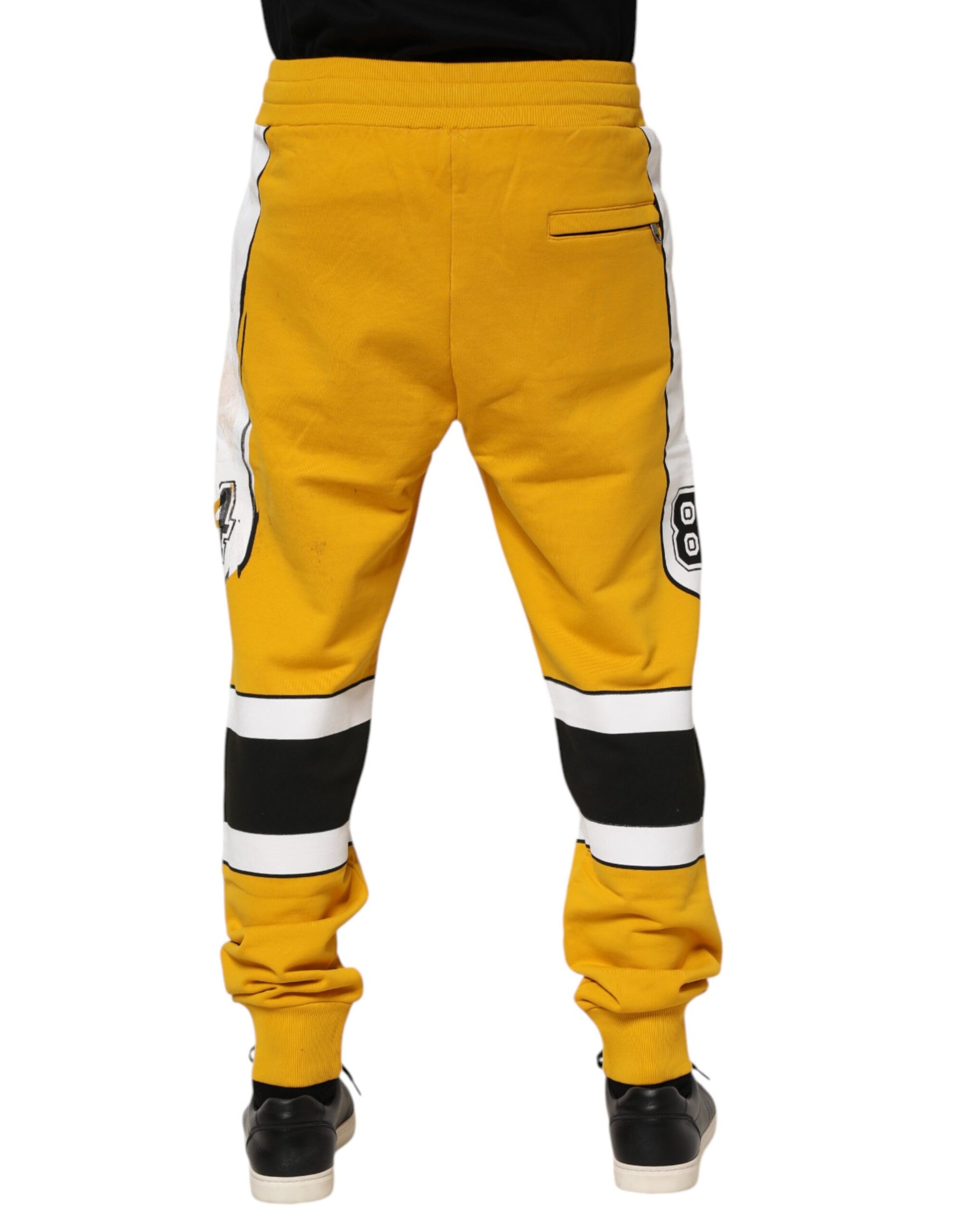 Dolce & Gabbana Yellow Cotton Printed Sweatpants Jogger Pants | Regal Royce