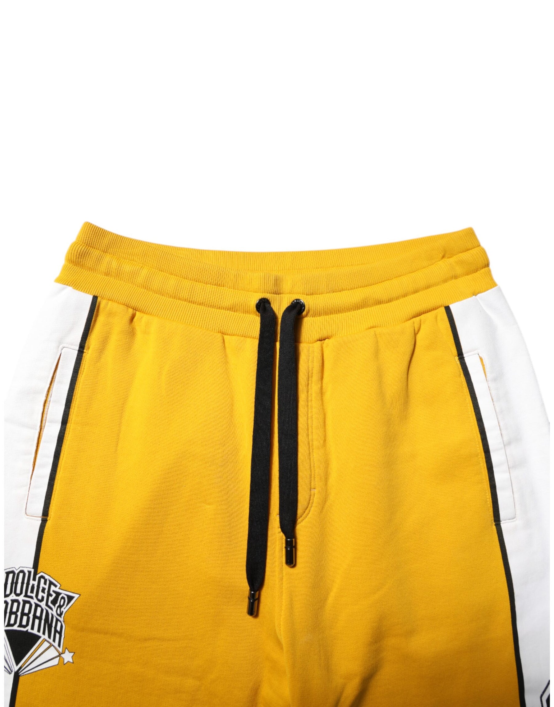 Dolce & Gabbana Yellow Cotton Printed Sweatpants Jogger Pants | Regal Royce