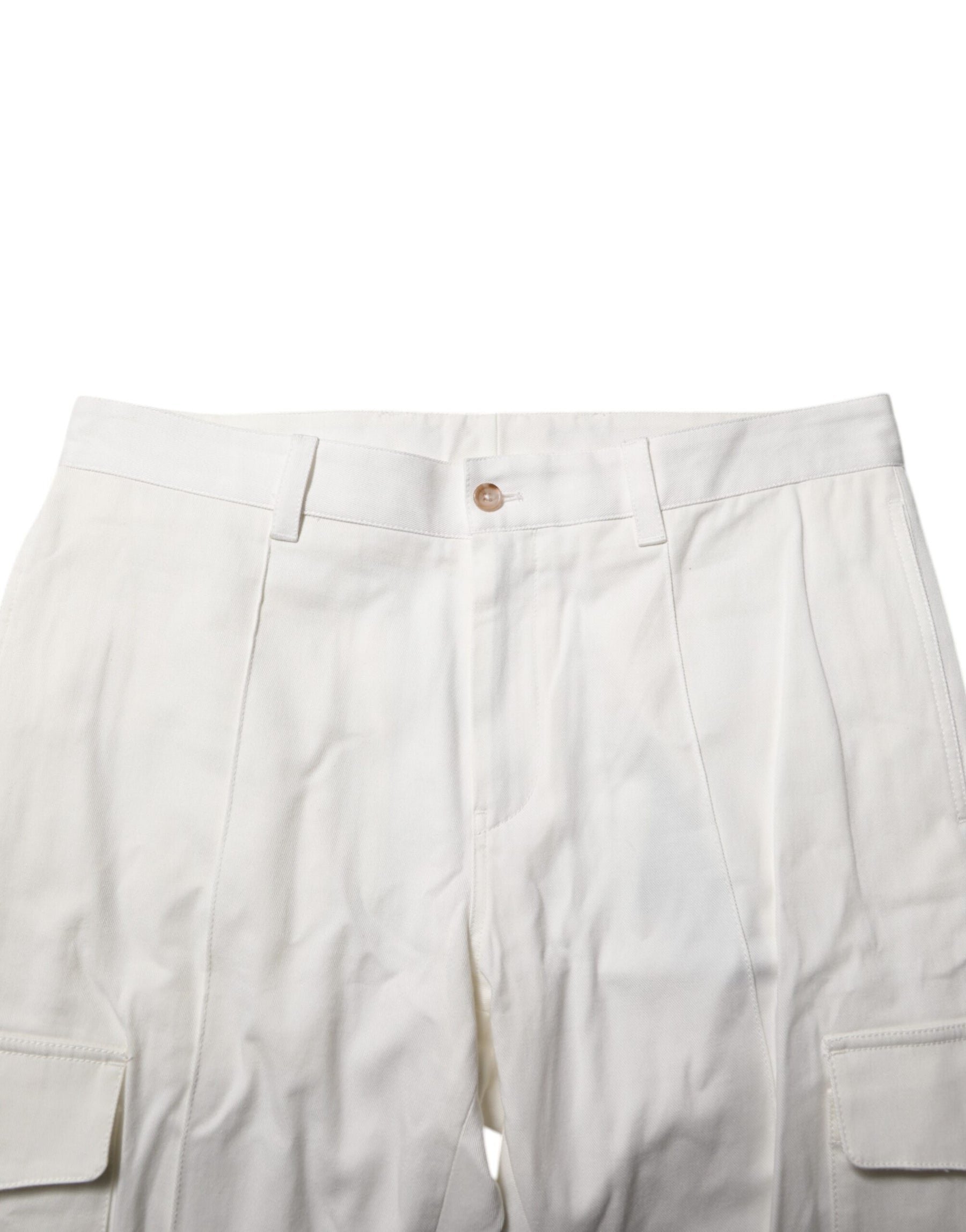 Dolce & Gabbana White Cotton Jogger Cargo Skinny Men Pants | Regal Royce