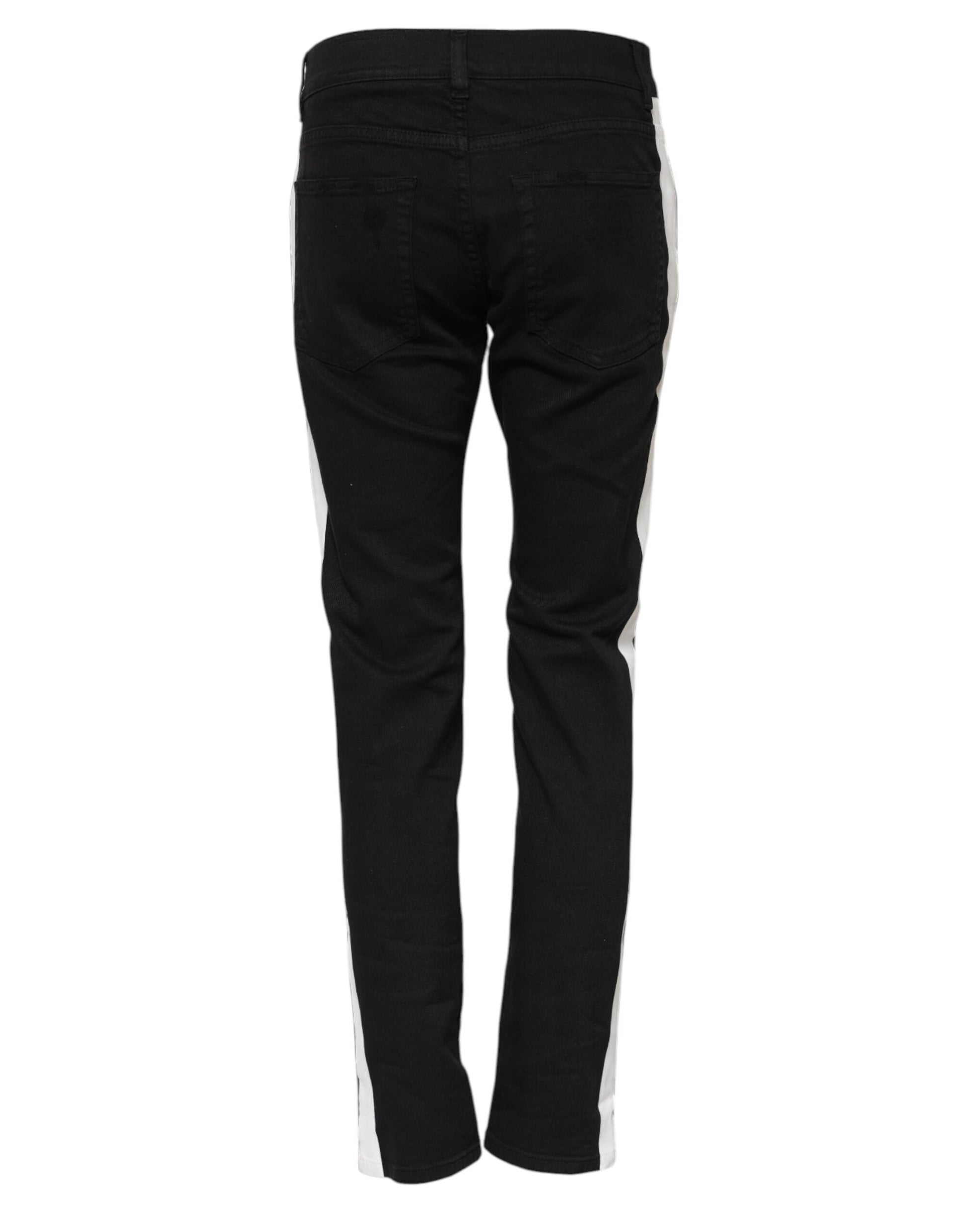 Dolce & Gabbana Black Tattered White Lining Skinny Denim Jeans