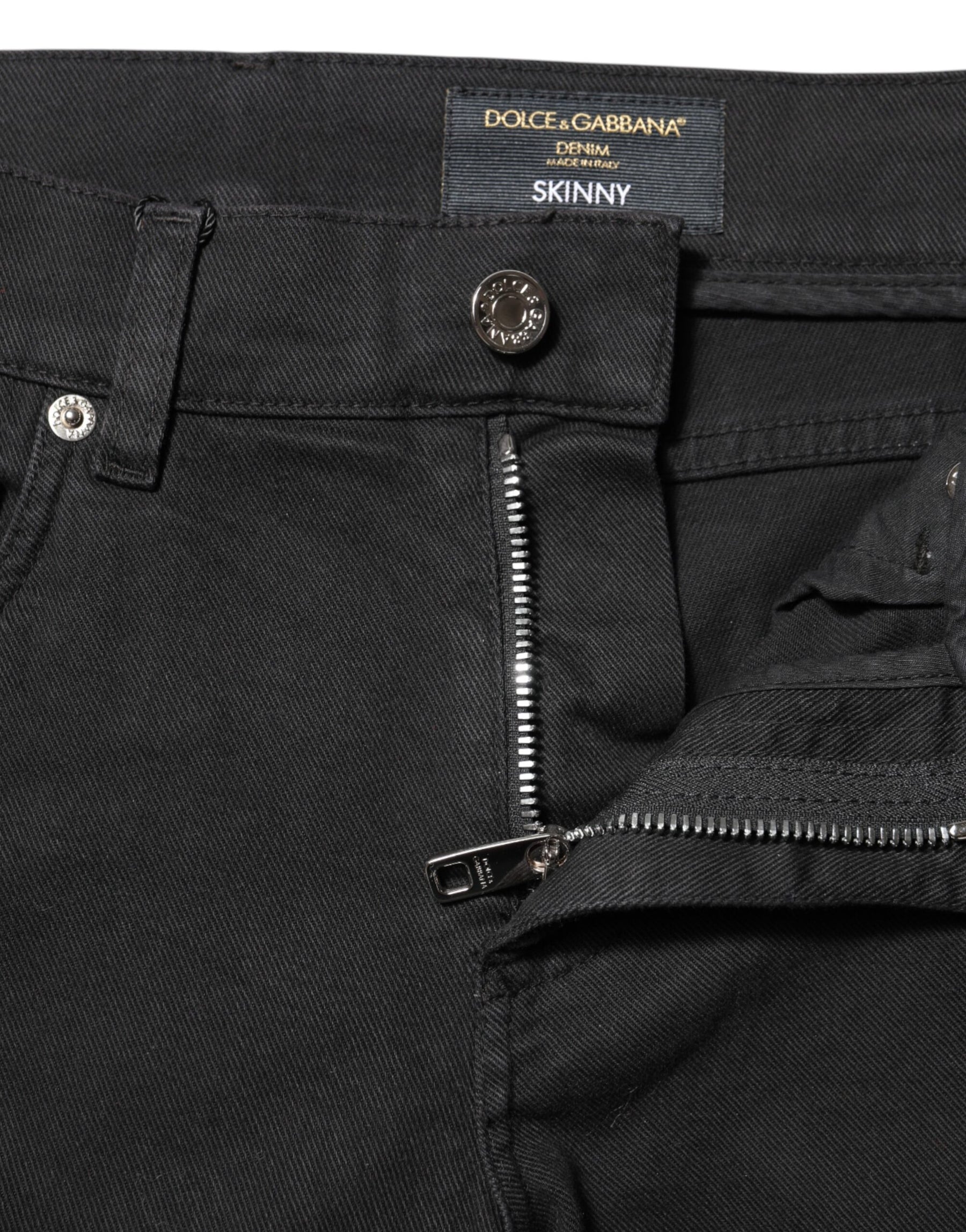Dolce & Gabbana Black Tattered White Lining Skinny Denim Jeans | Regal Royce