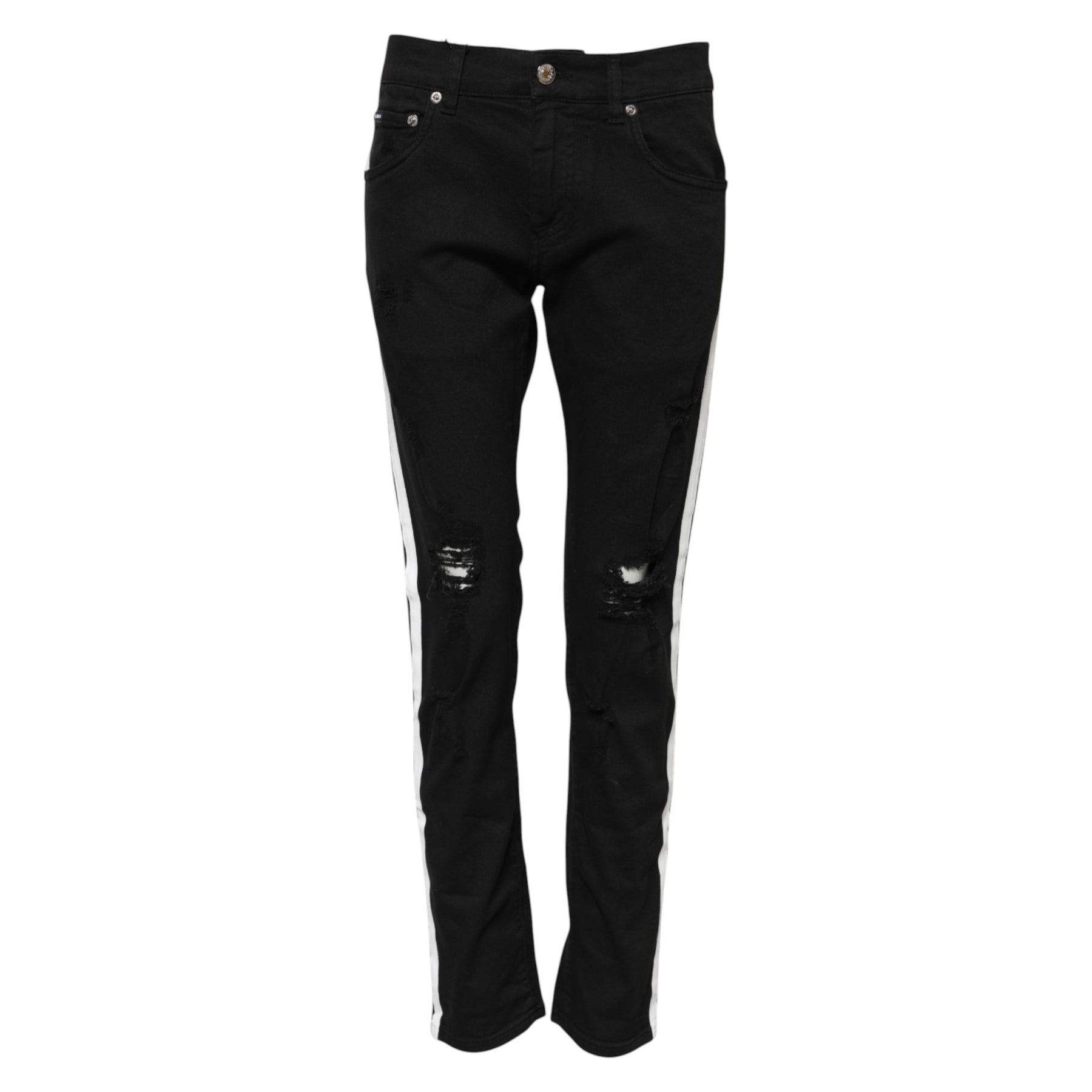 Dolce & Gabbana Black Tattered White Lining Skinny Denim Jeans | Regal Royce