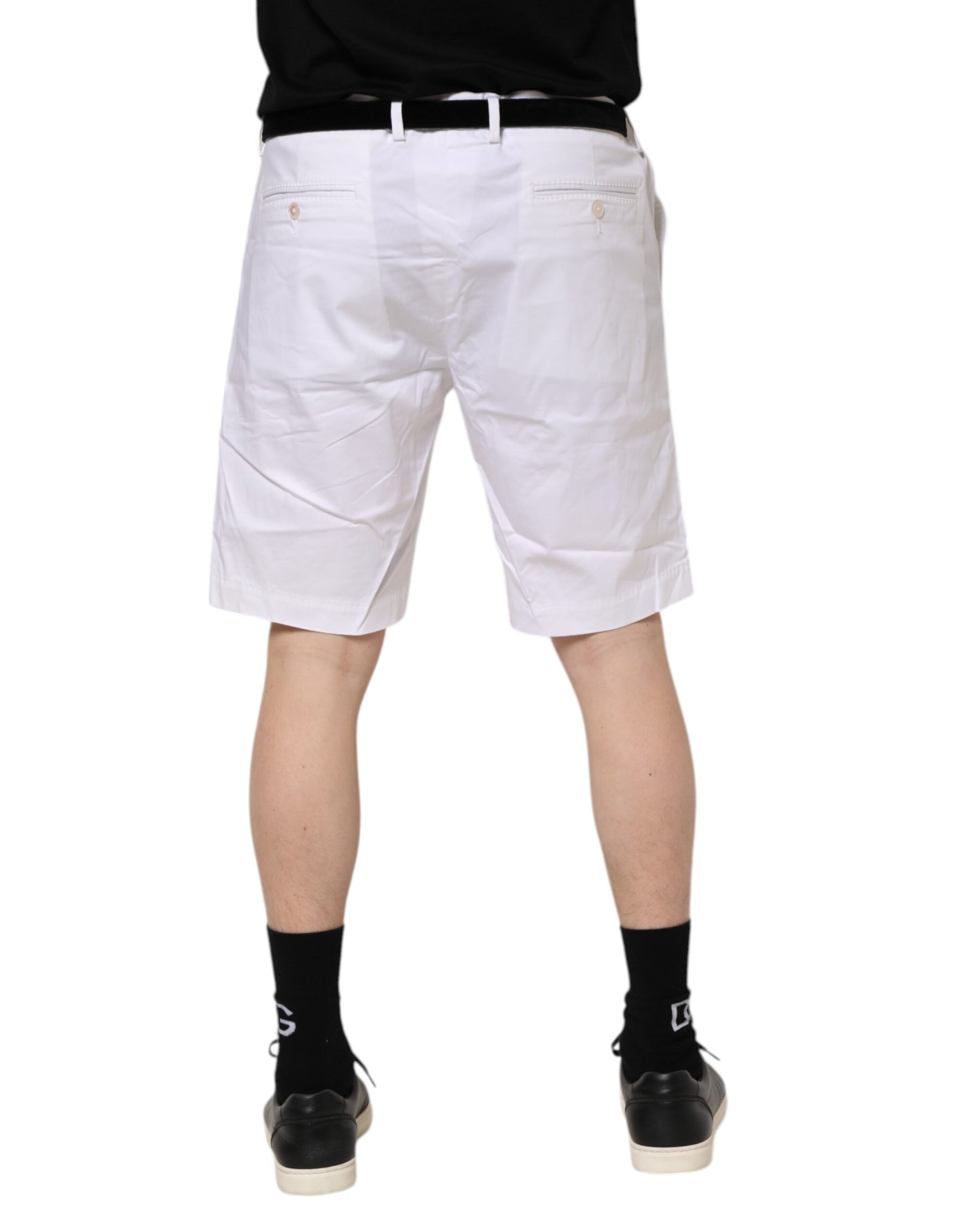 Dolce & Gabbana White Chinos Cotton Stretch Casual Shorts | Regal Royce