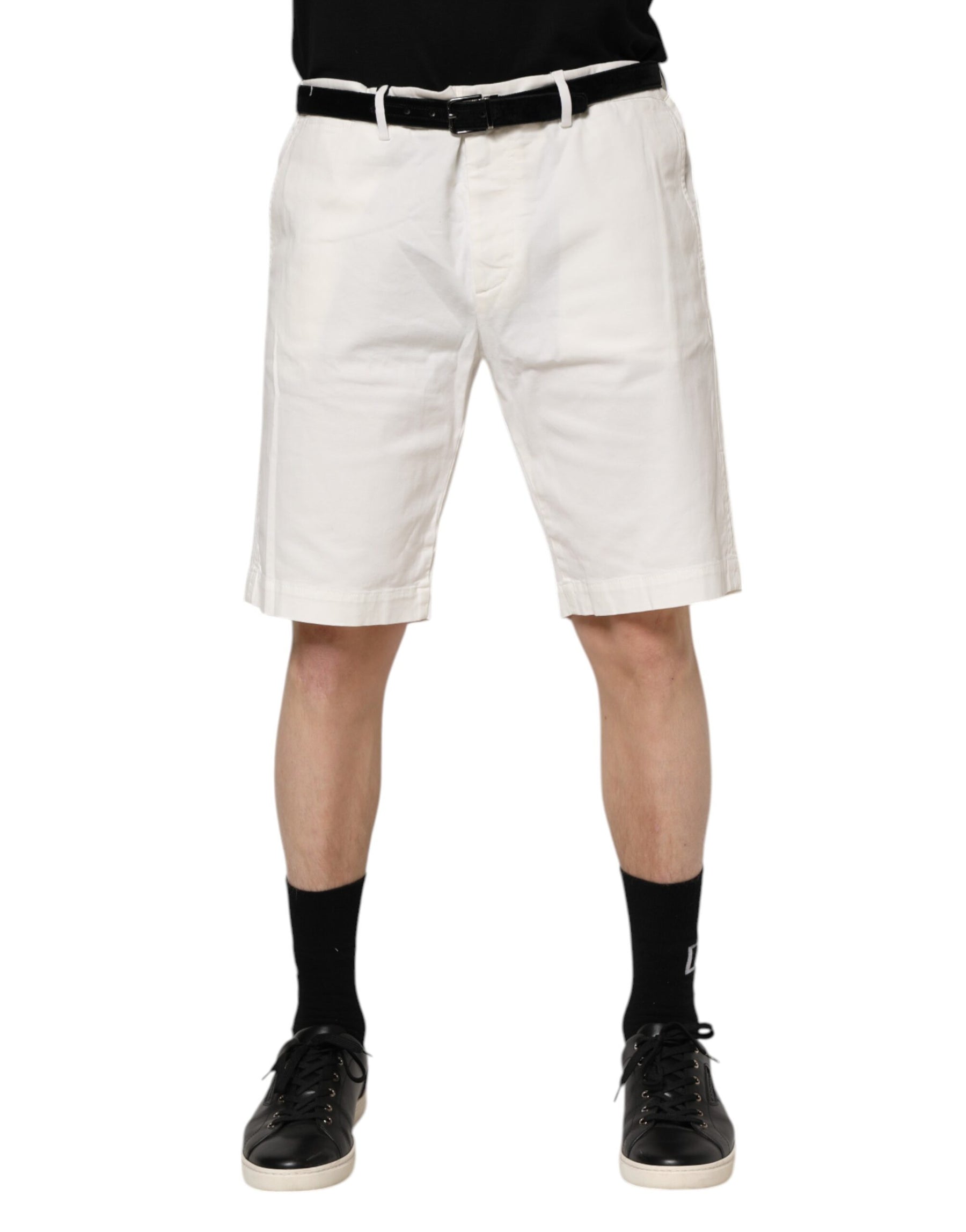 Dolce & Gabbana White Chinos Cotton Stretch Men Casual Shorts | Regal Royce
