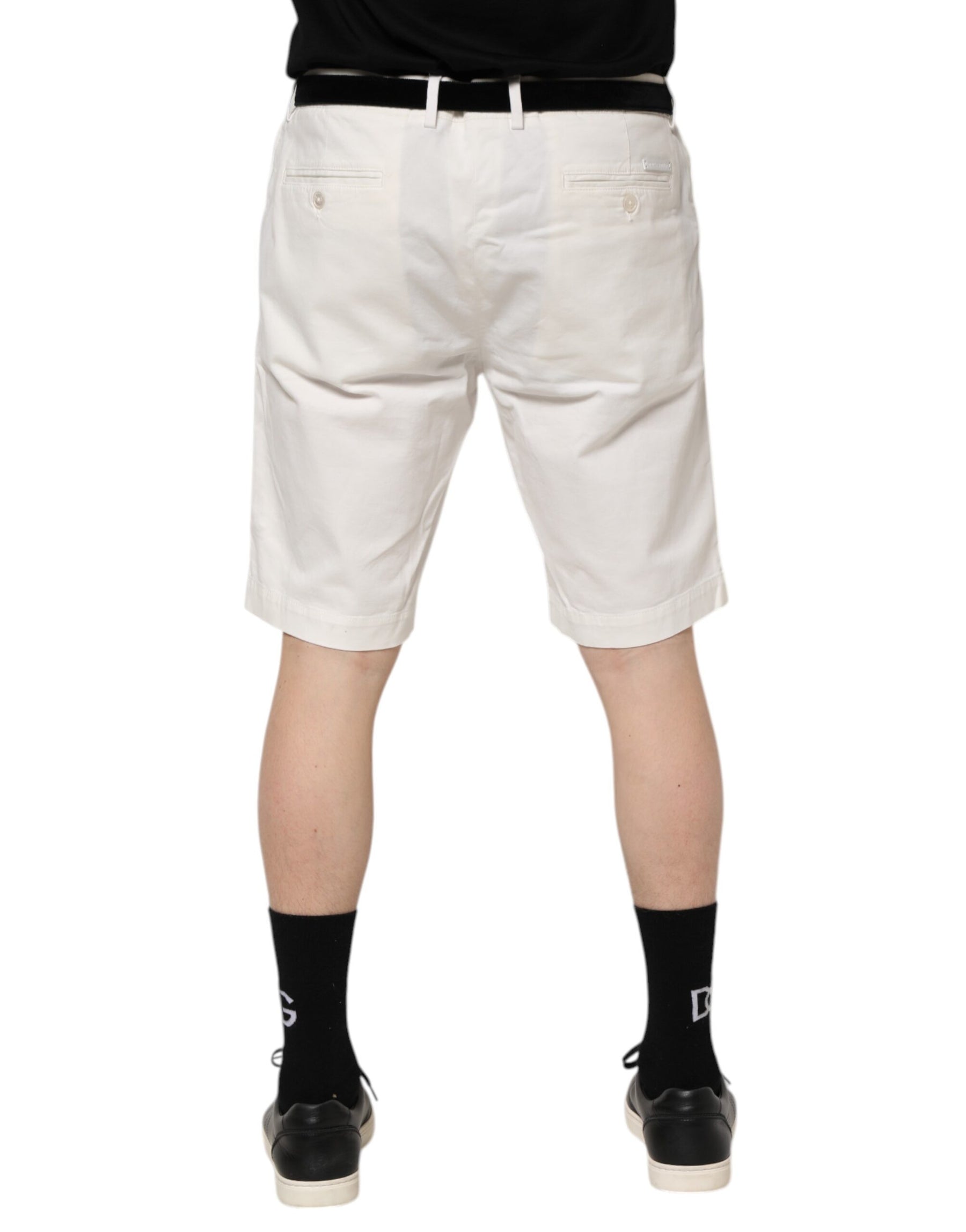 Dolce & Gabbana White Chinos Cotton Stretch Men Casual Shorts | Regal Royce