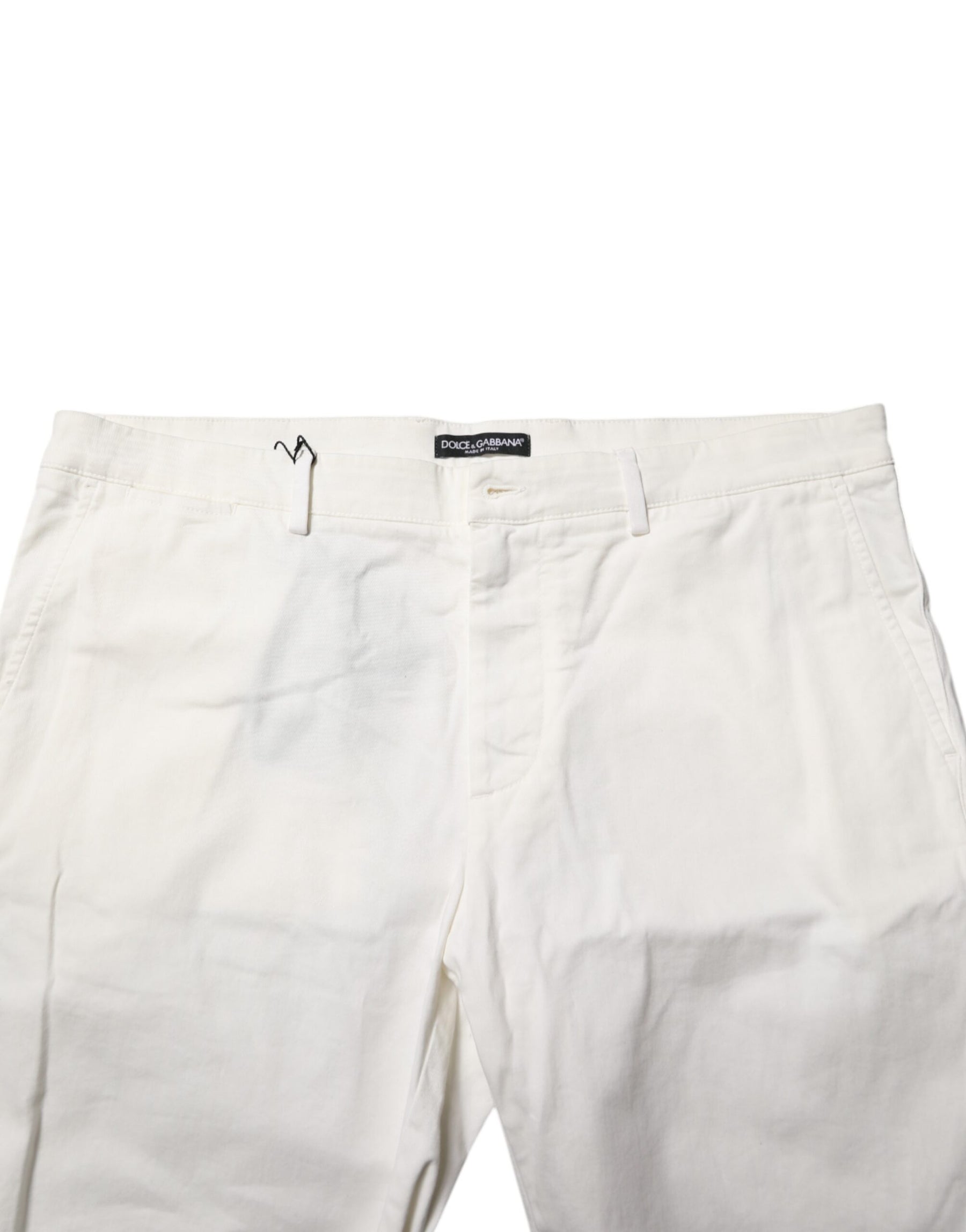 Dolce & Gabbana White Chinos Cotton Stretch Men Casual Shorts | Regal Royce