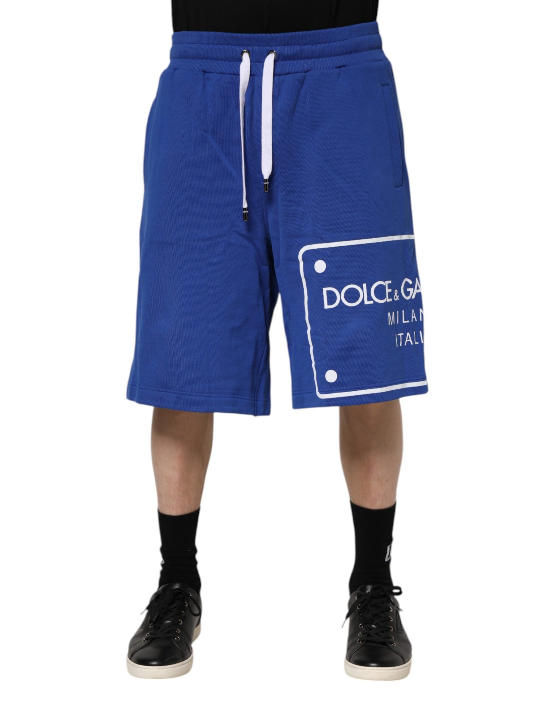 Dolce & Gabbana Blue Logo Cotton Bermuda Sweatshorts Shorts | Regal Royce