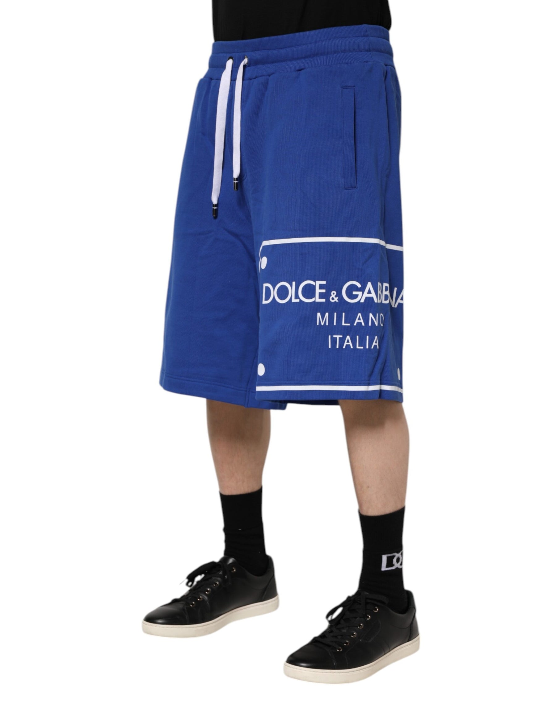Dolce & Gabbana Blue Logo Cotton Bermuda Sweatshorts Shorts | Regal Royce