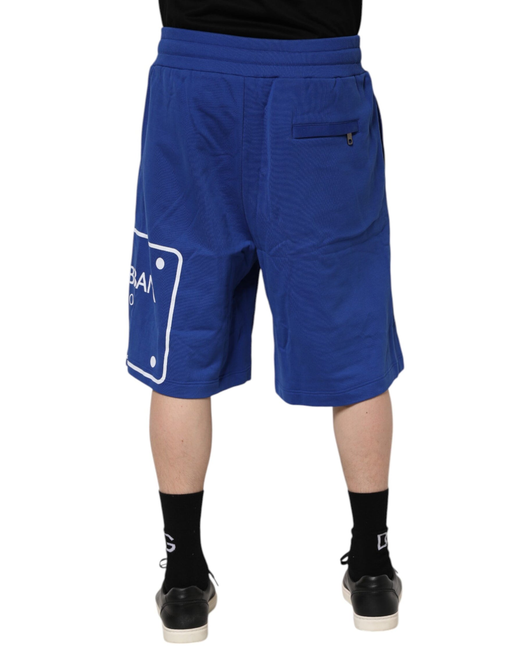 Dolce & Gabbana Blue Logo Cotton Bermuda Sweatshorts Shorts | Regal Royce