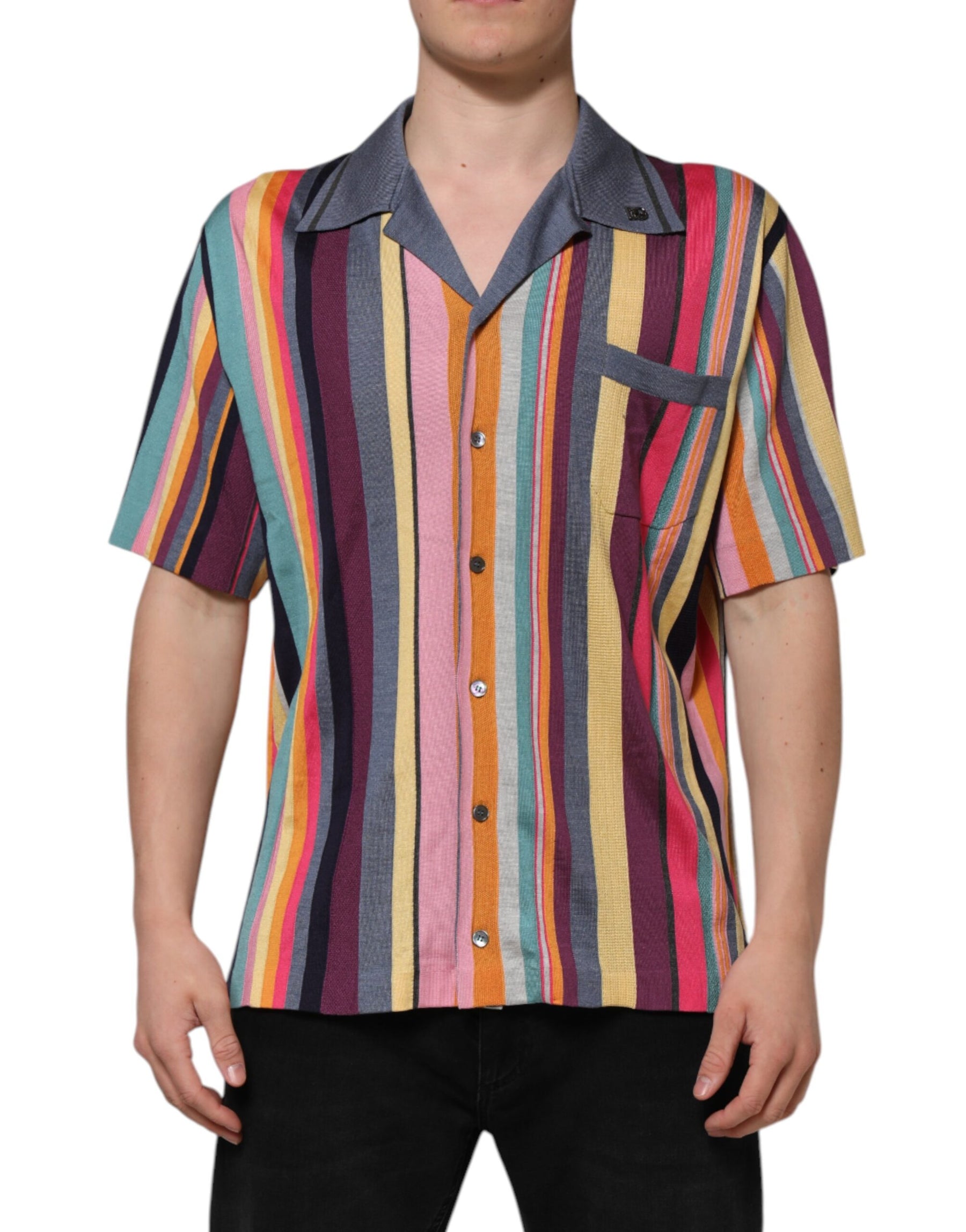Dolce & Gabbana Multicolor Stripes Collared Men Polo T-shirt | Regal Royce