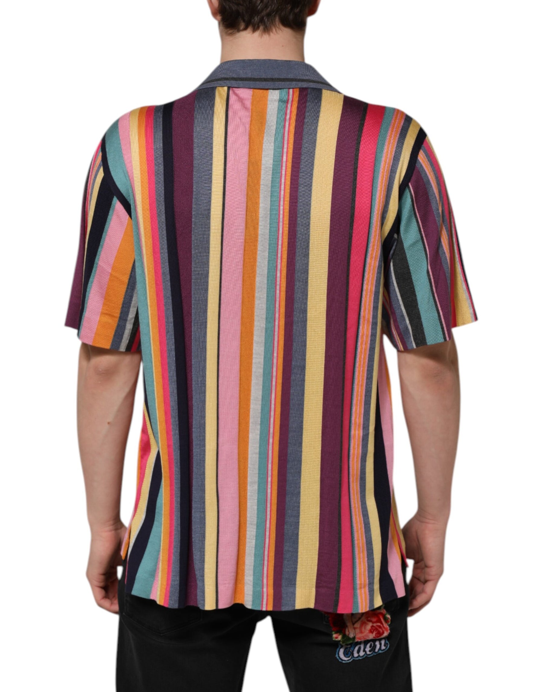 Dolce & Gabbana Multicolor Stripes Collared Men Polo T-shirt | Regal Royce