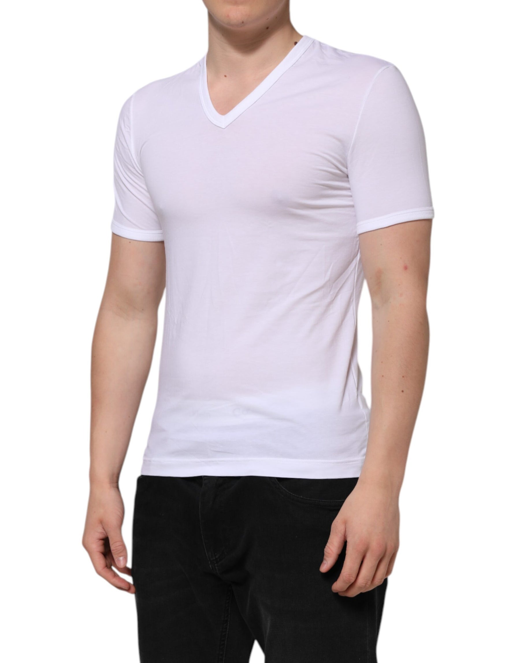 Dolce & Gabbana White Short Sleeves V-neck Underwear T-shirt | Regal Royce