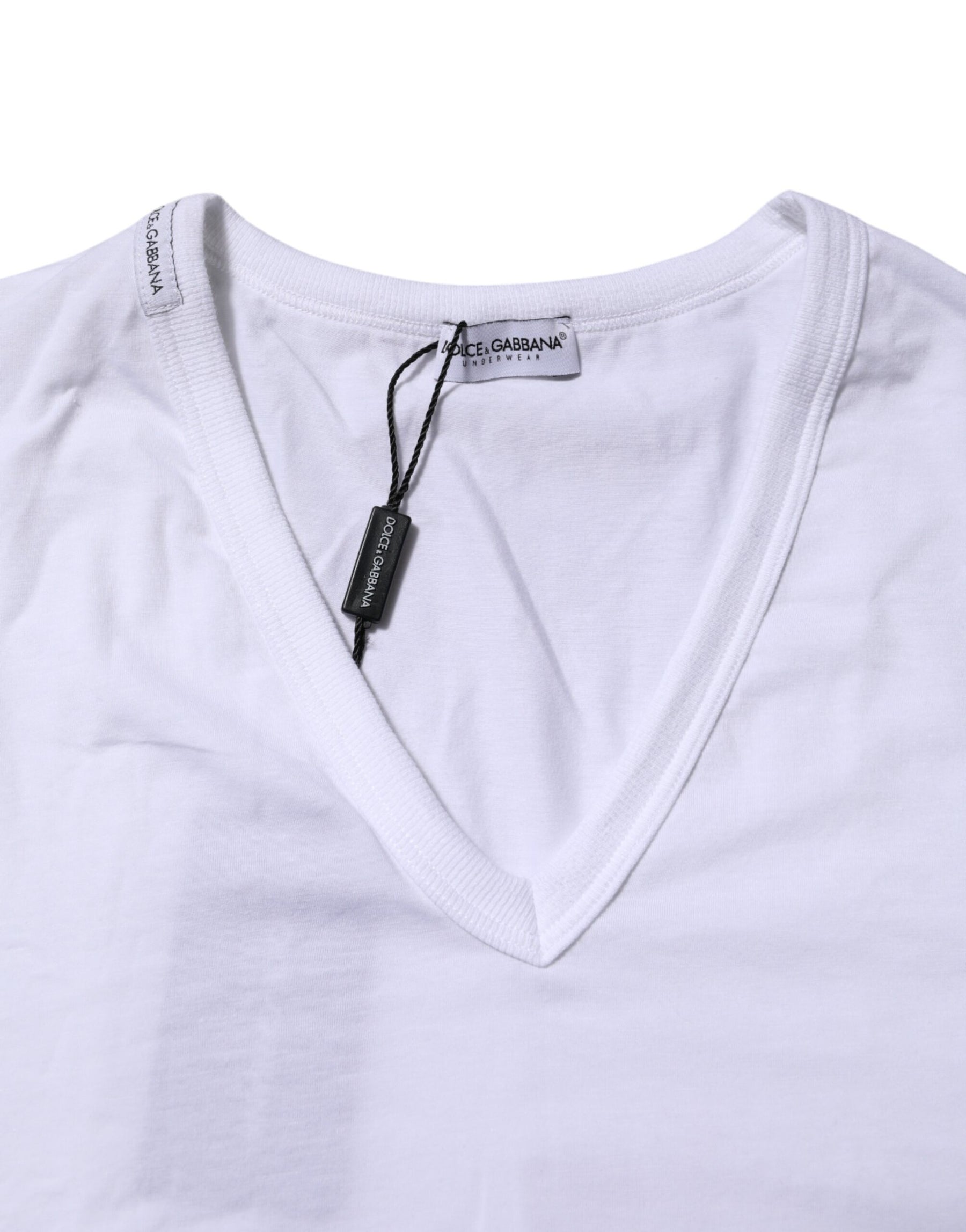 Dolce & Gabbana White Short Sleeves V-neck Underwear T-shirt | Regal Royce