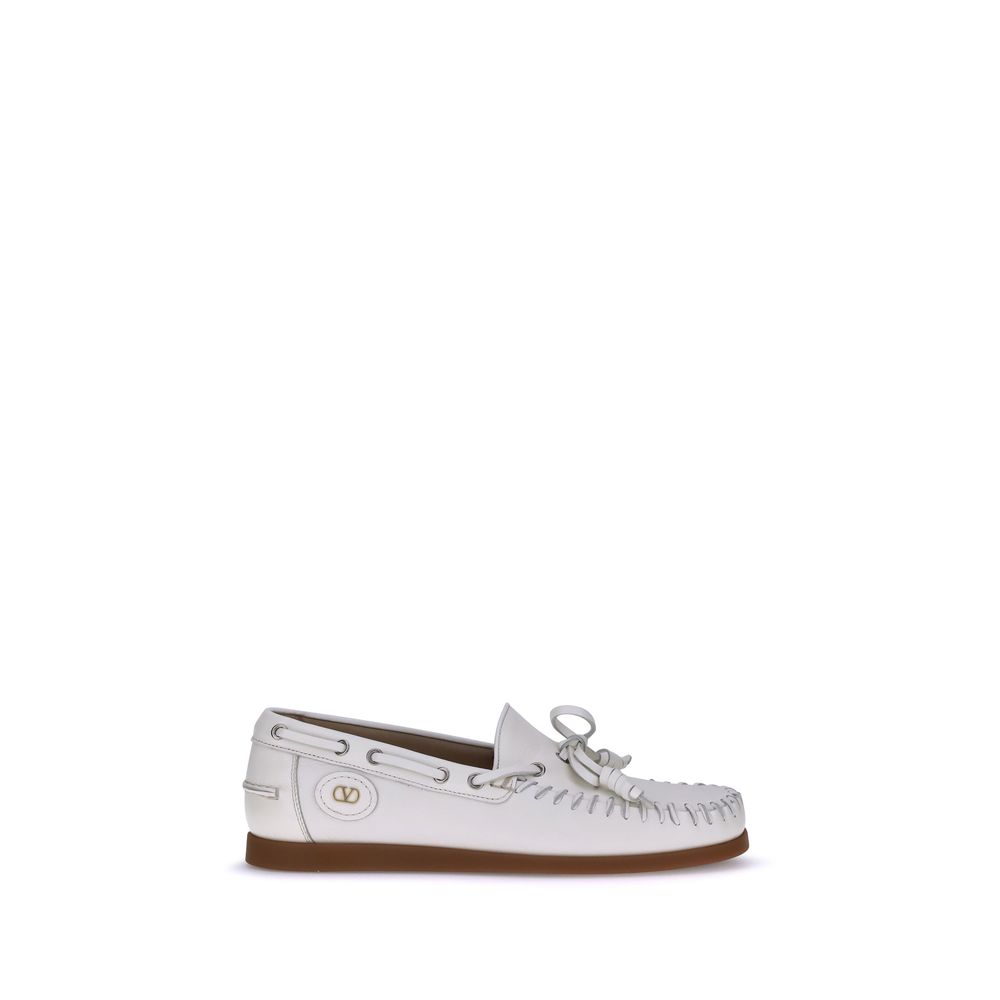 Valentino Garavani White Calf Leather Bos Taurus Slip-On Loafers | Regal Royce