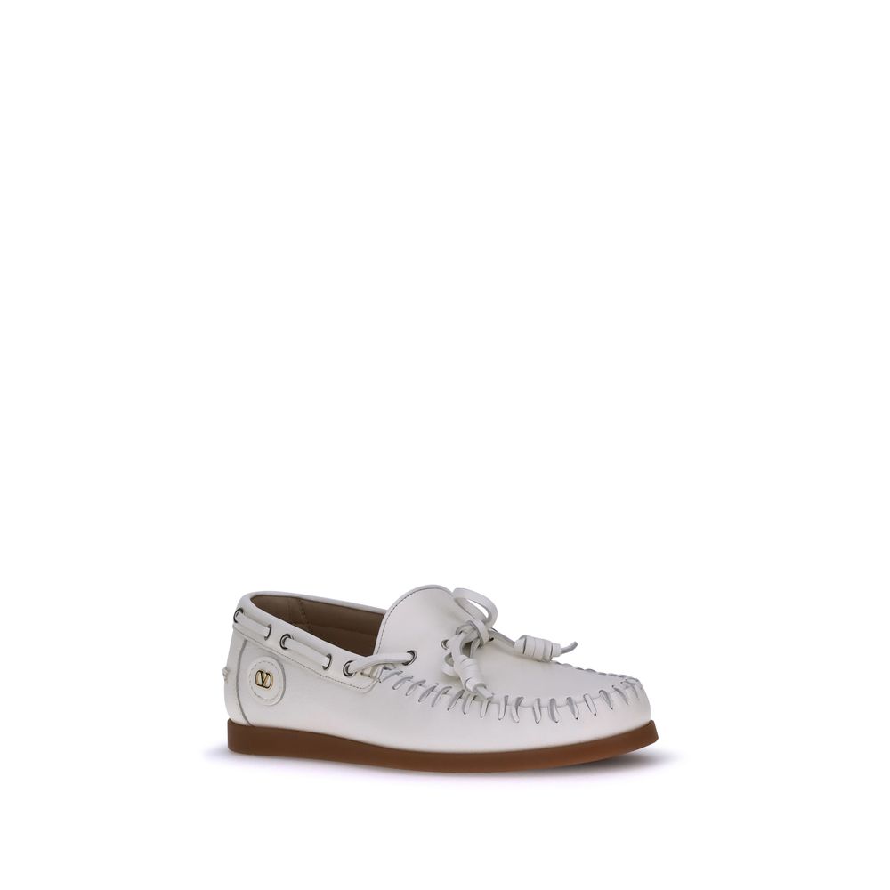 Valentino Garavani White Calf Leather Bos Taurus Slip-On Loafers | Regal Royce