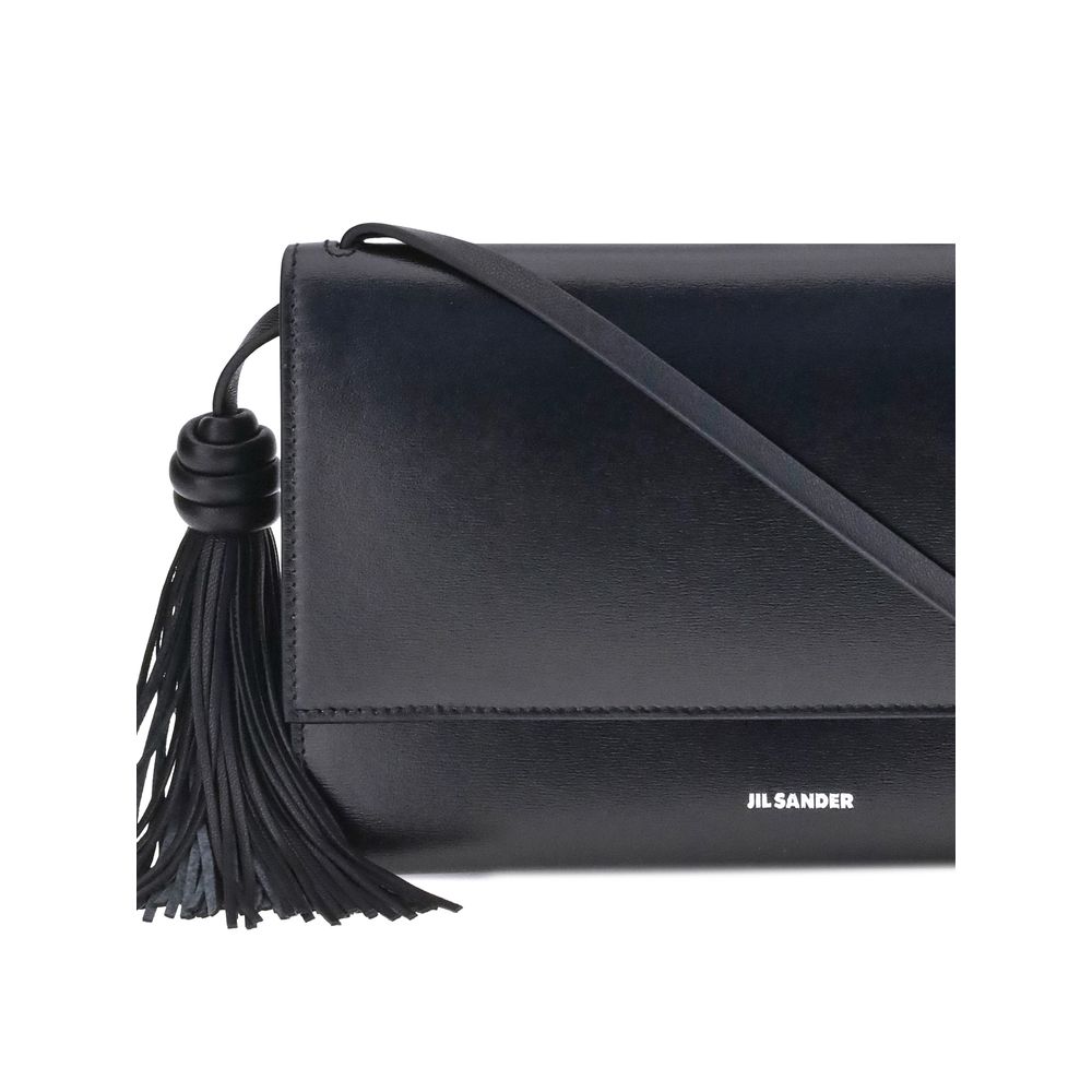 Jil Sander Black Calf Leather Bos Taurus Shoulder Bag | Regal Royce