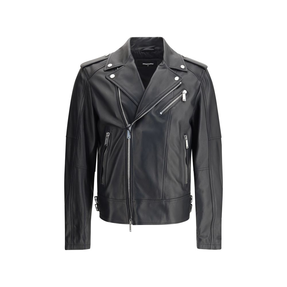 Dsquared² Black Calf Leather Bos Taurus Biker Jacket | Regal Royce