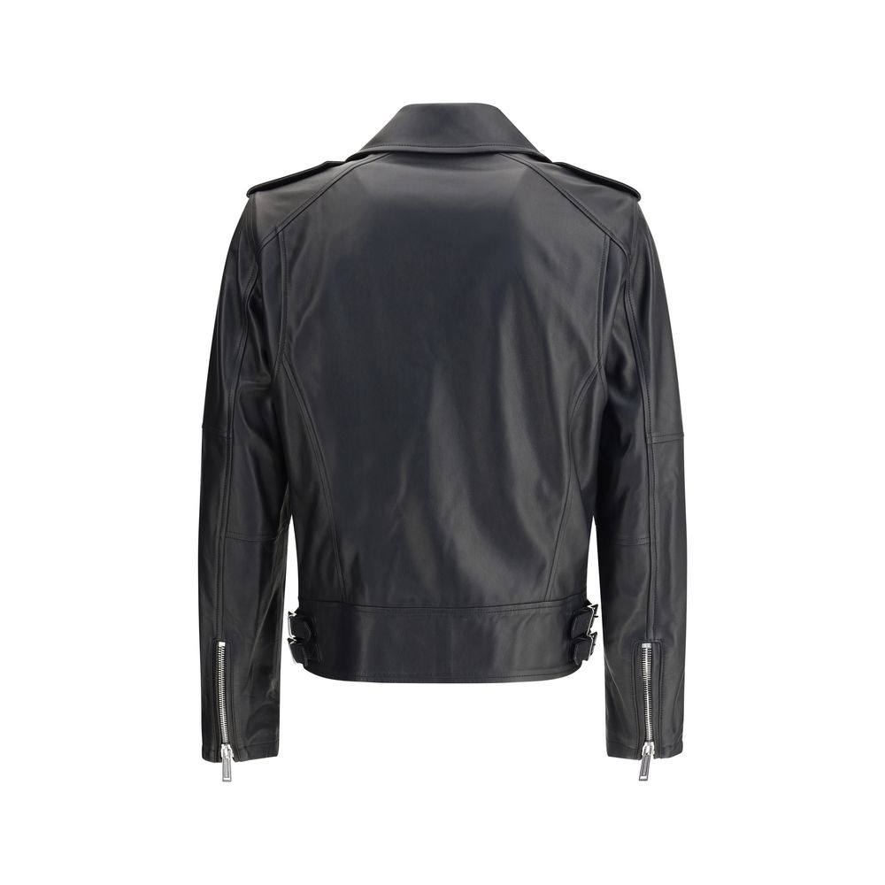 Dsquared² Black Calf Leather Bos Taurus Biker Jacket | Regal Royce