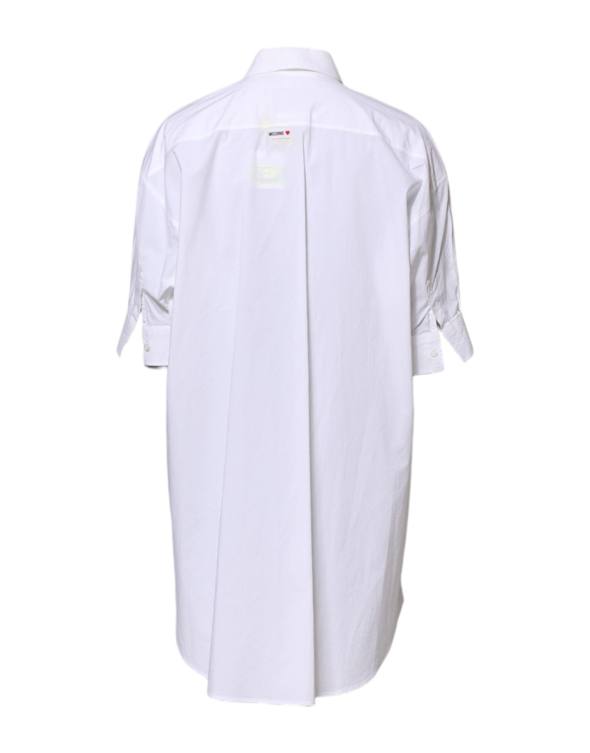 Moschino Couture White Printed Collared Button Mini Shirt Dress