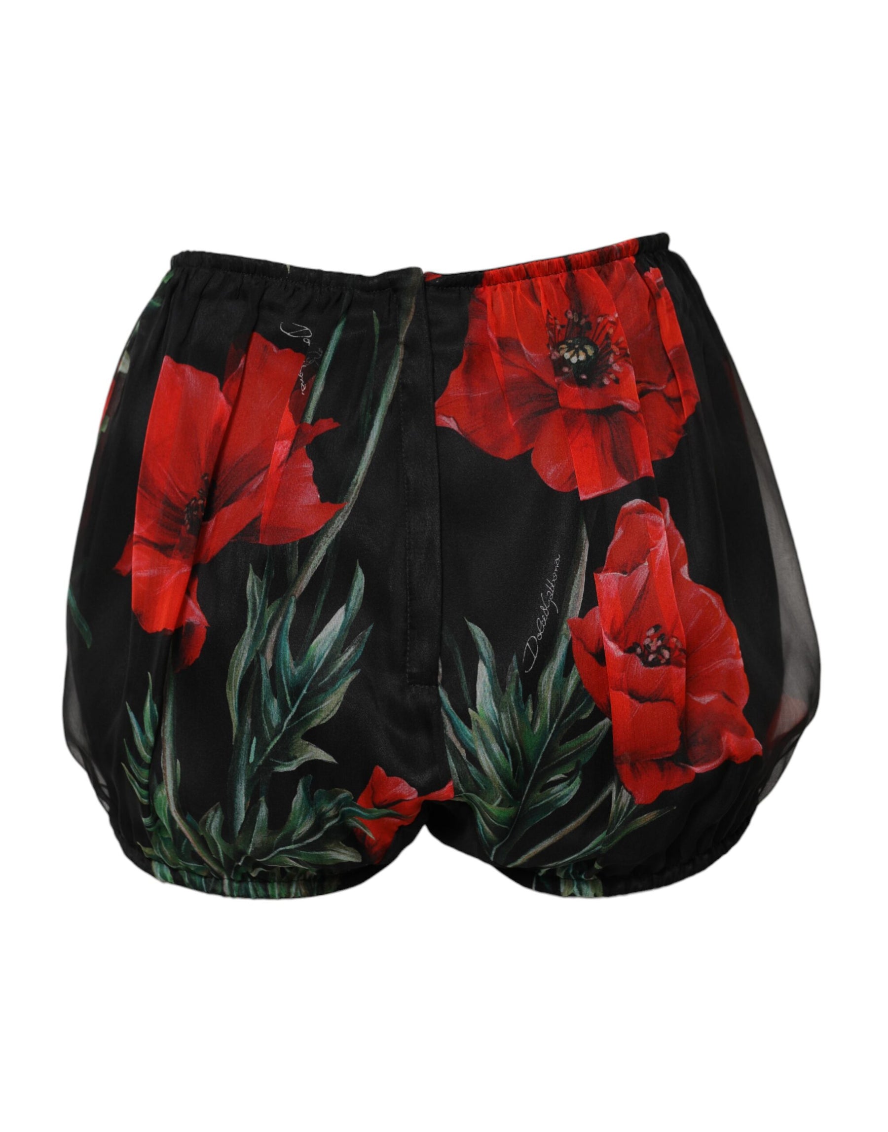 Dolce & Gabbana Black Floral High Waist Women Hot Pants Shorts | Regal Royce