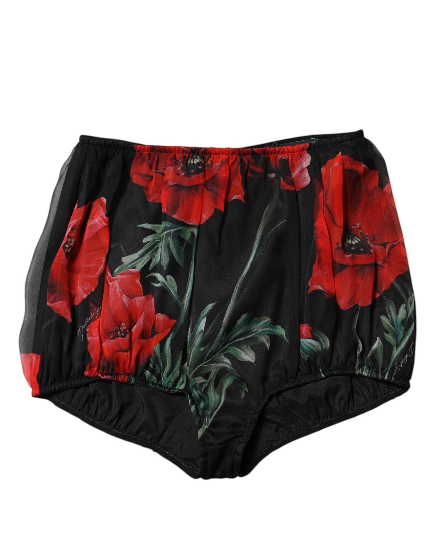 Dolce & Gabbana Black Floral High Waist Women Hot Pants Shorts | Regal Royce