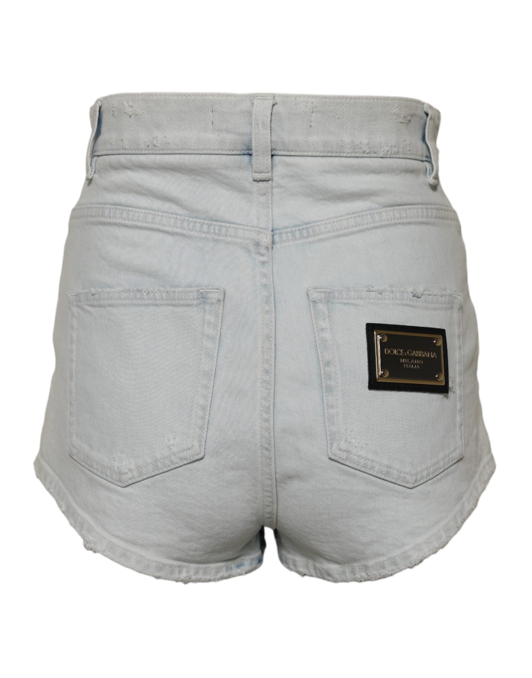 Dolce & Gabbana Light Blue Washed Denim Cotton Hot Pants Shorts | Regal Royce