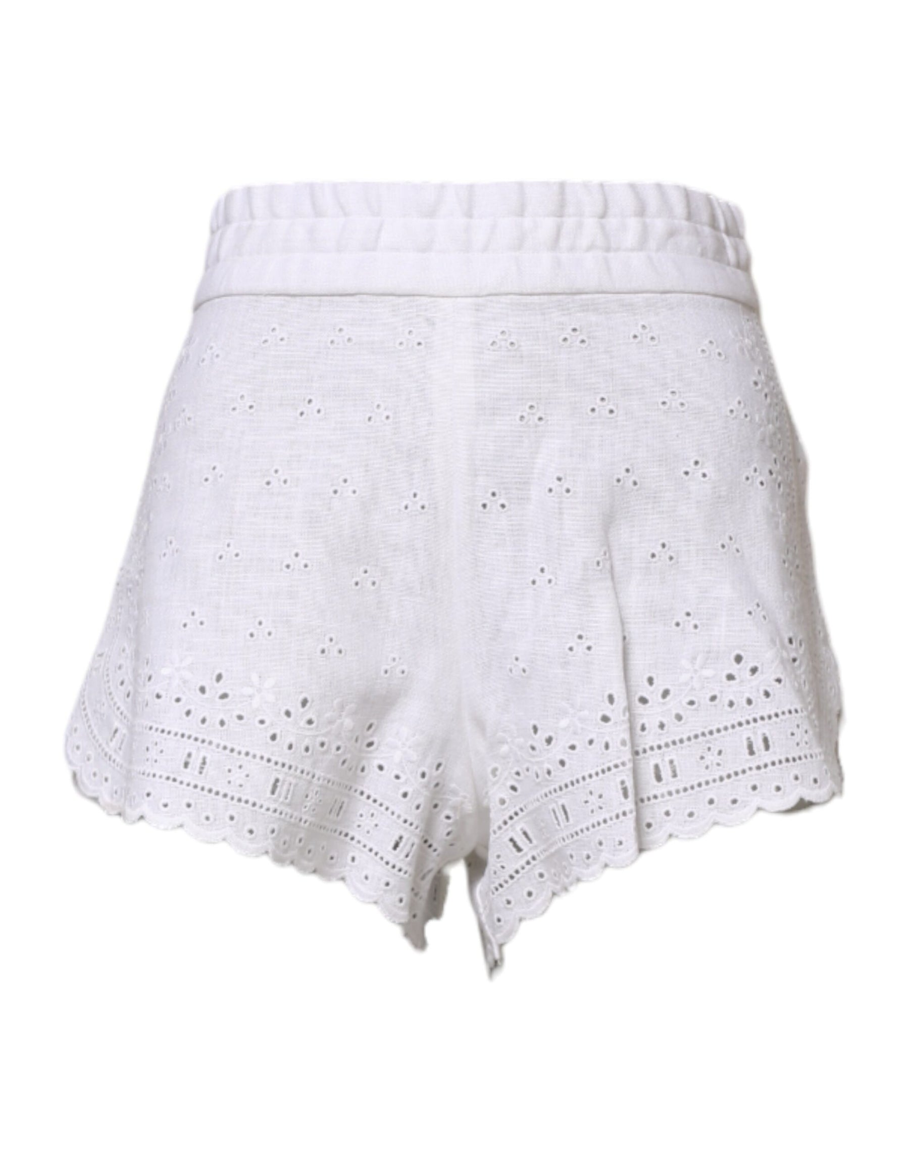 Dolce & Gabbana White Linen High Waisted Hot Pants Shorts | Regal Royce