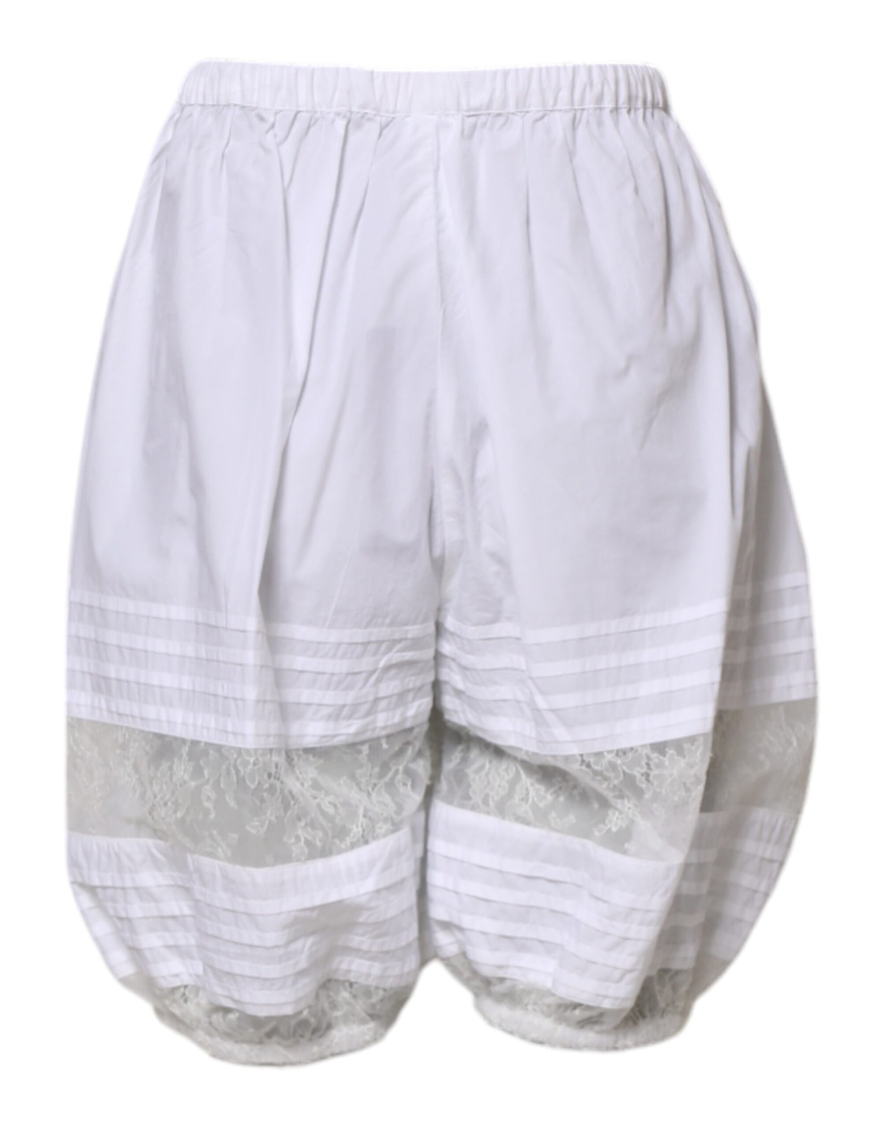 Dolce & Gabbana White Lace Paneled Cotton High Waisted Shorts | Regal Royce