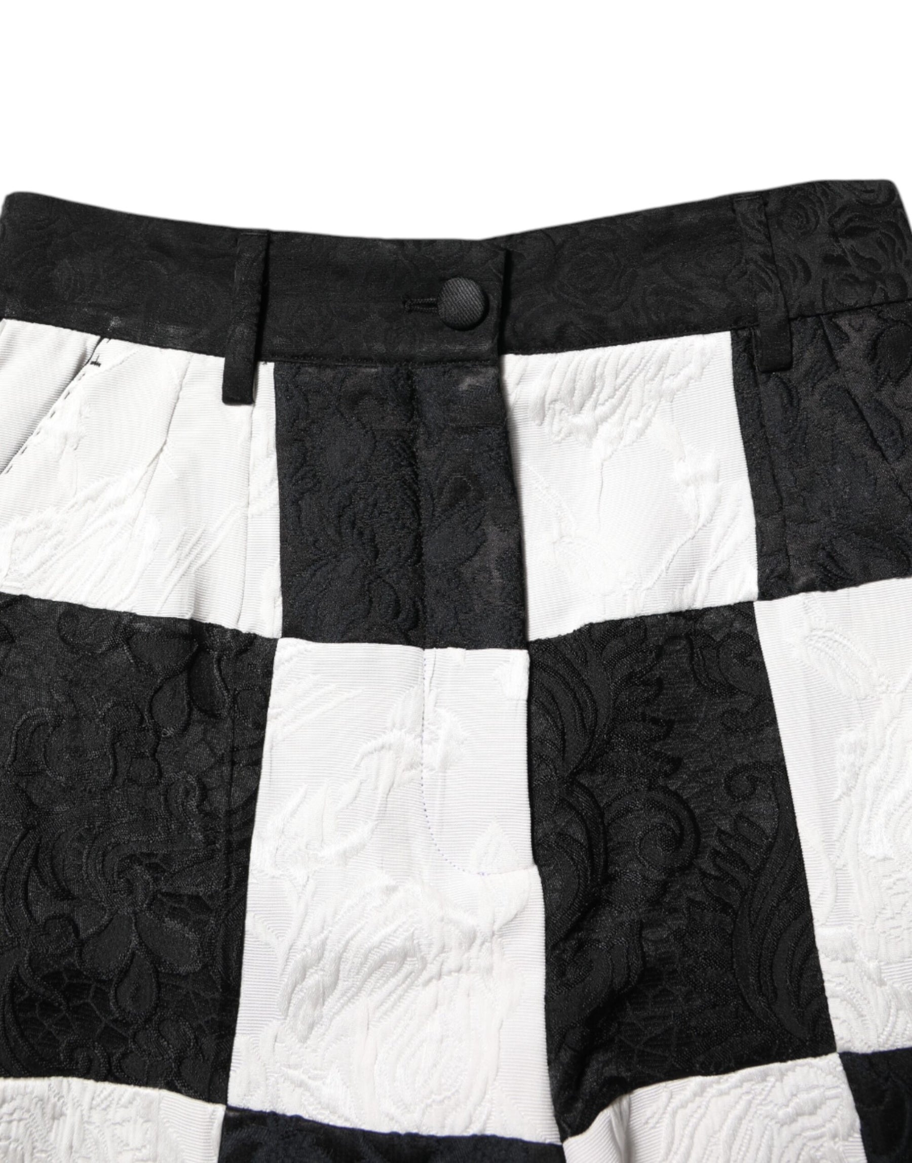 Dolce & Gabbana Black White Floral Brocade Hot Pants Shorts | Regal Royce