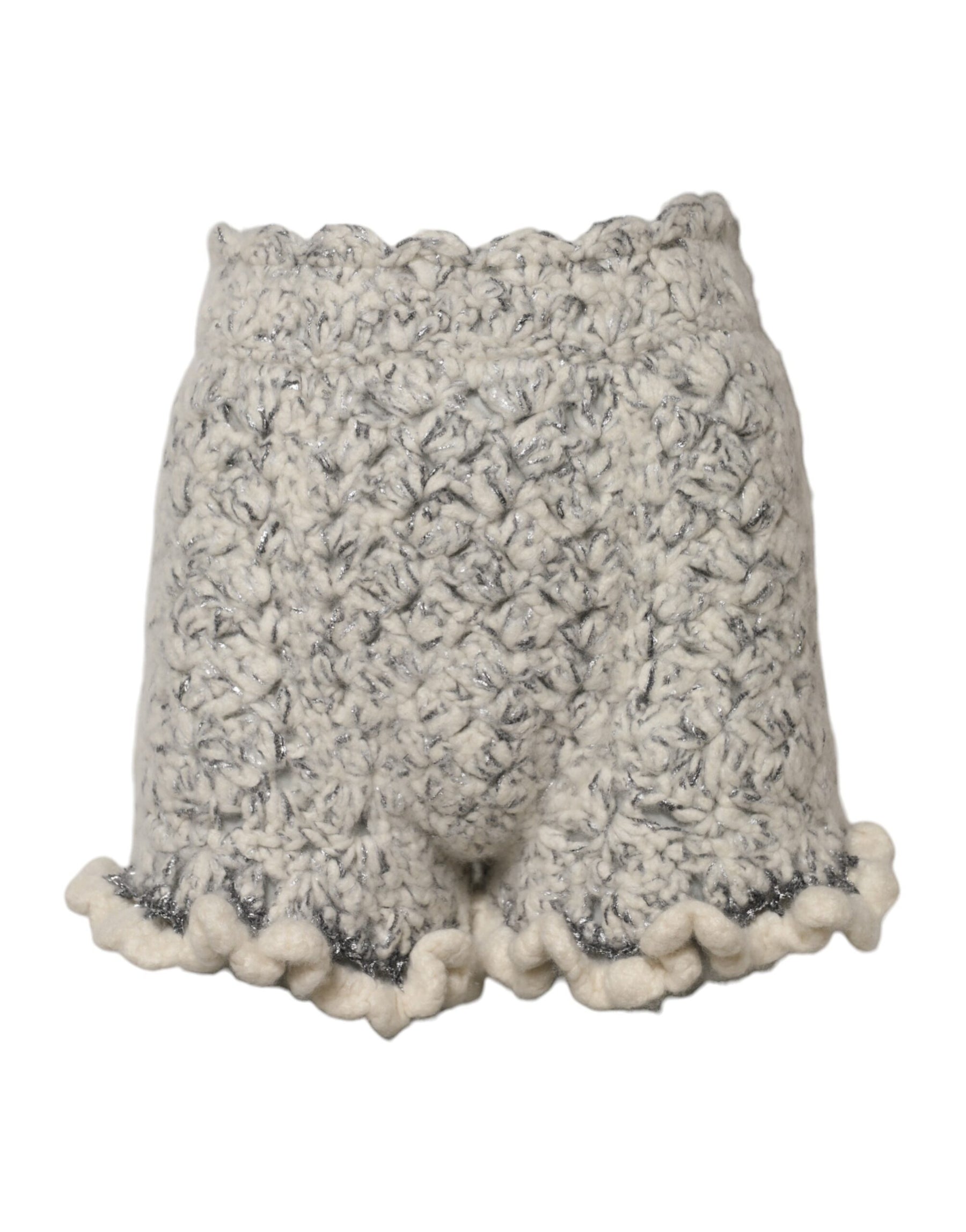 Dolce & Gabbana Metallic Bouclé Knit Cashmere Ruffled Shorts | Regal Royce