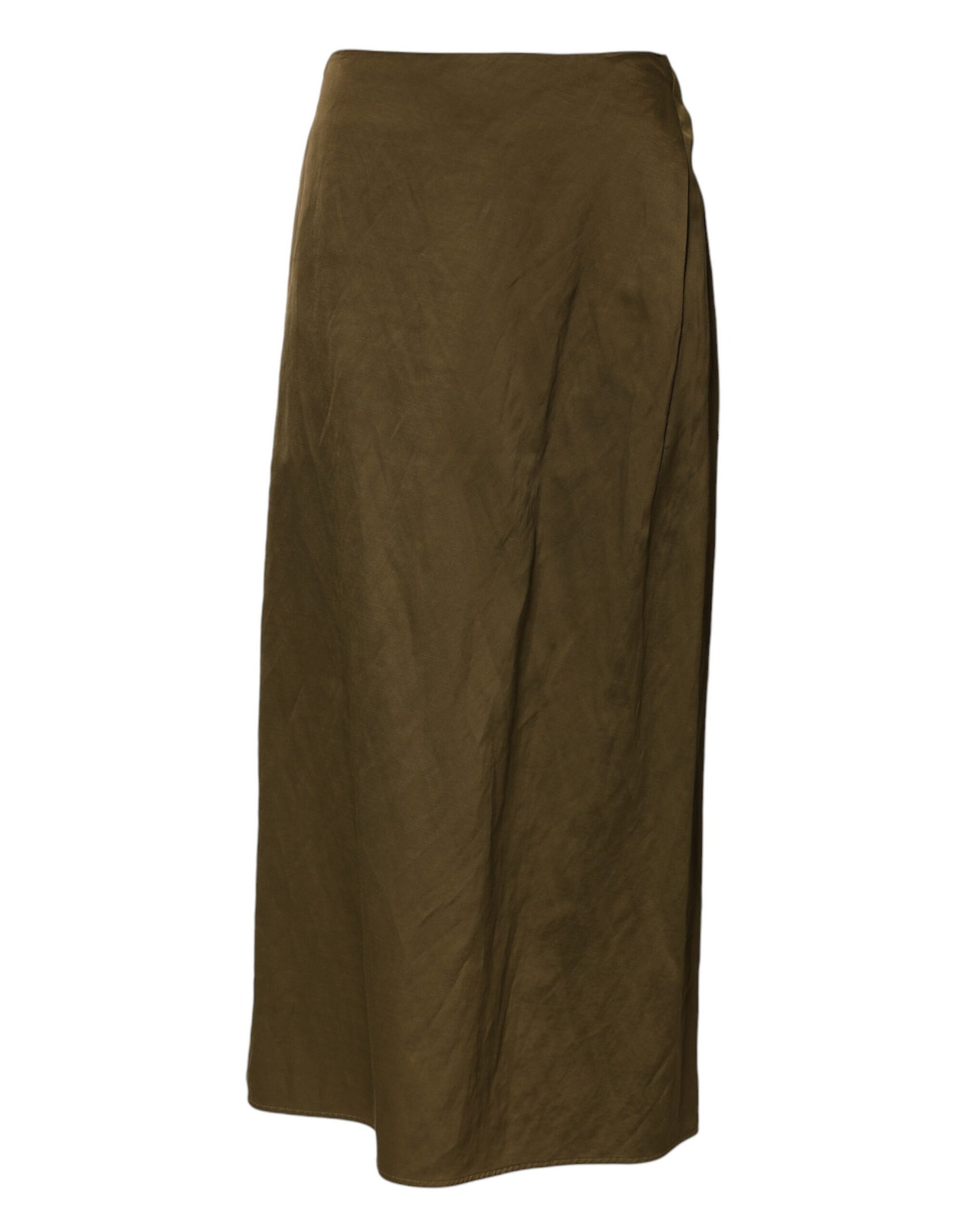 Jil Sander Olive Green Viscose A-line High Waist Midi Skirt | Regal Royce