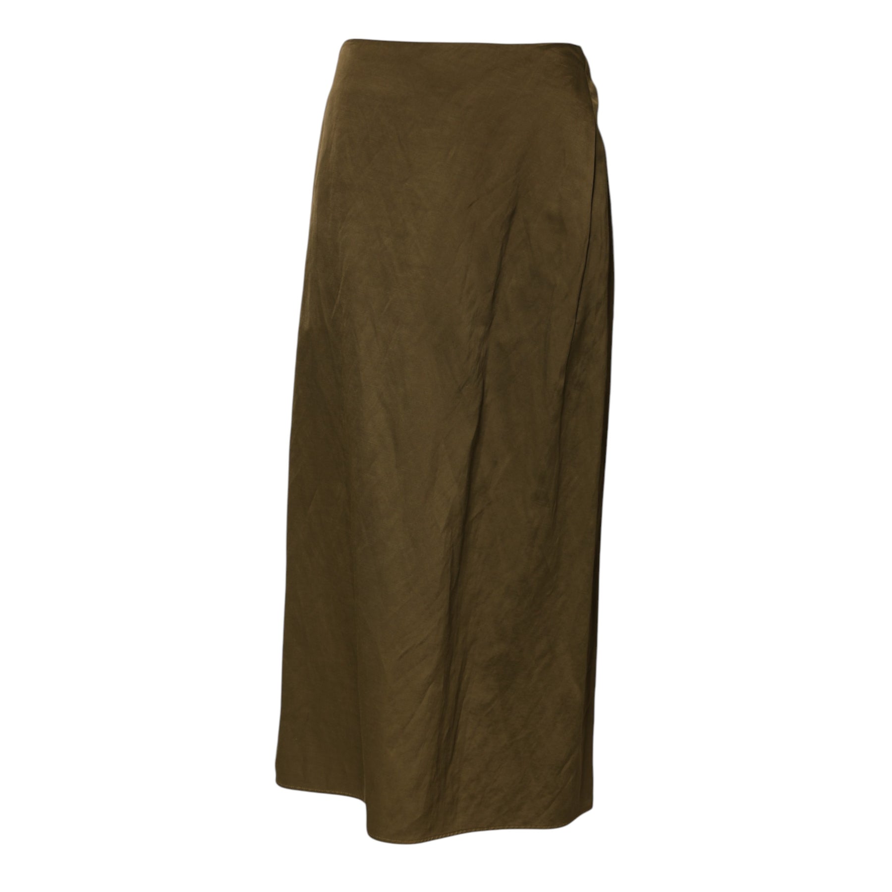Jil Sander Olive Green Viscose A-line High Waist Midi Skirt | Regal Royce