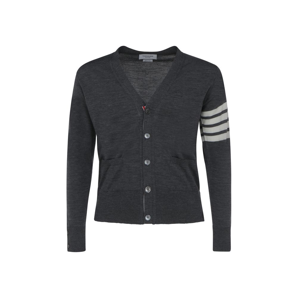 Thom Browne Gray Fleece Wool Cardigan | Regal Royce