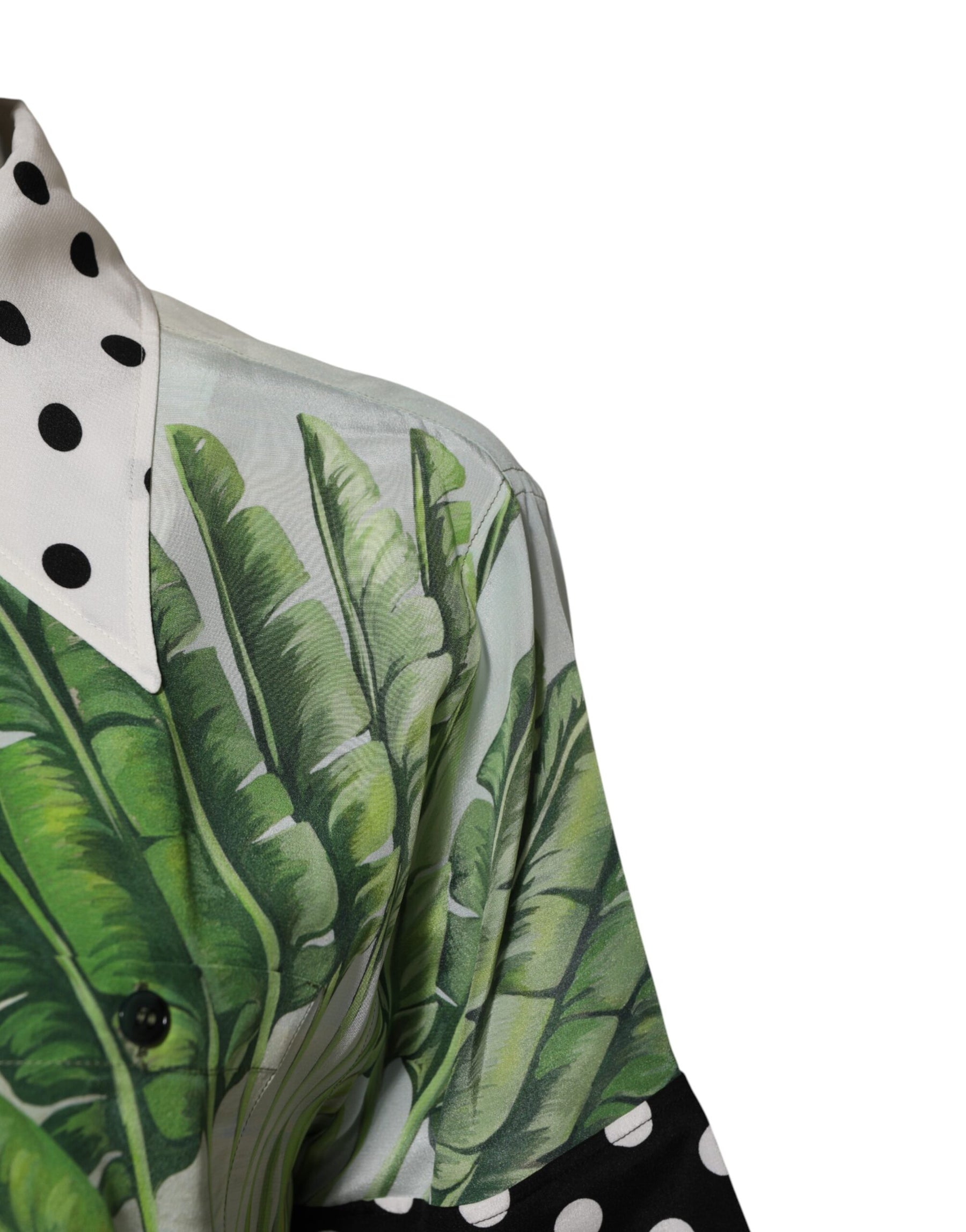 Dolce & Gabbana Multicolor Printed Silk Collared Shirt Top | Regal Royce