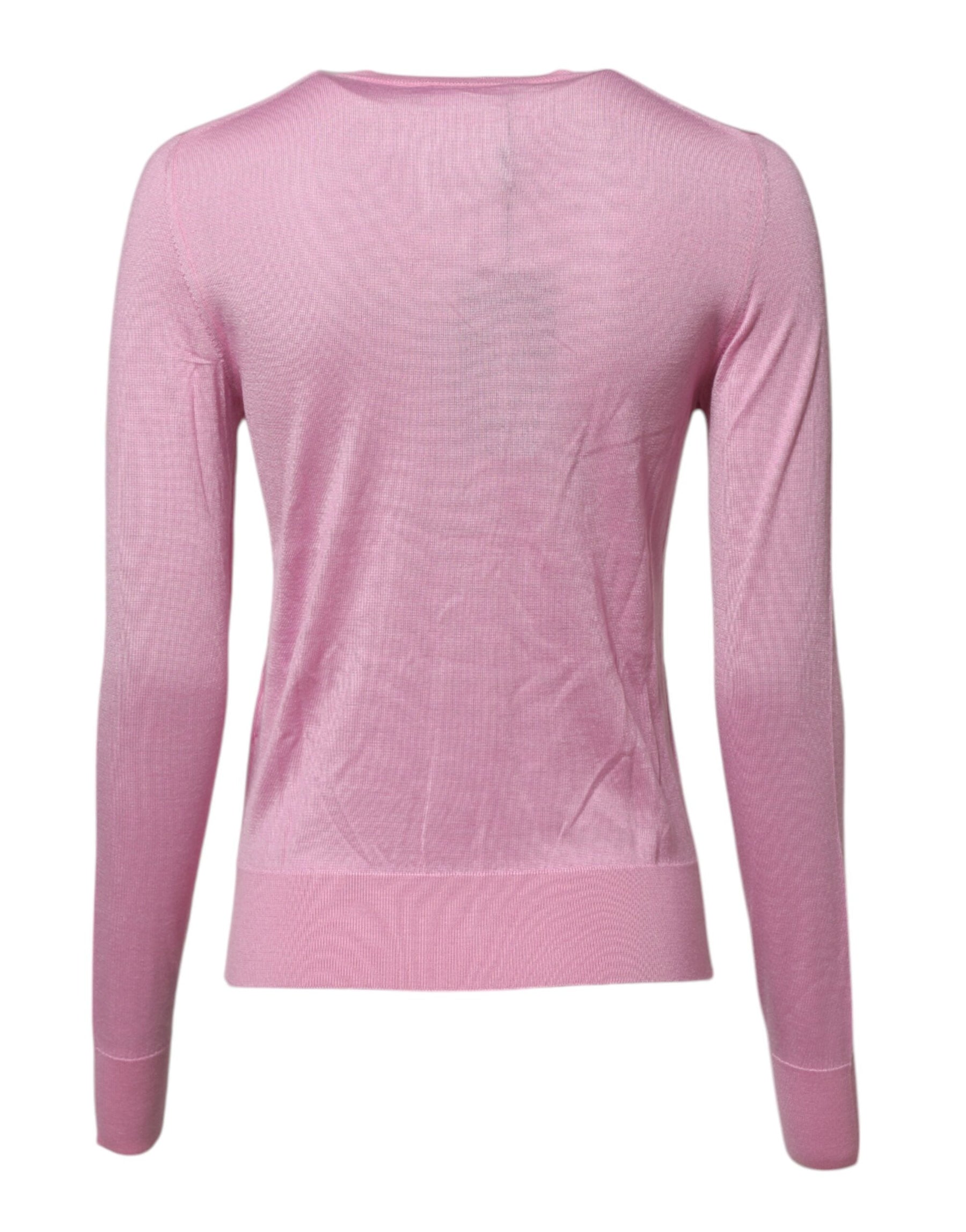 Dolce & Gabbana Pink Floral Detailing Cardigan Sweater | Regal Royce