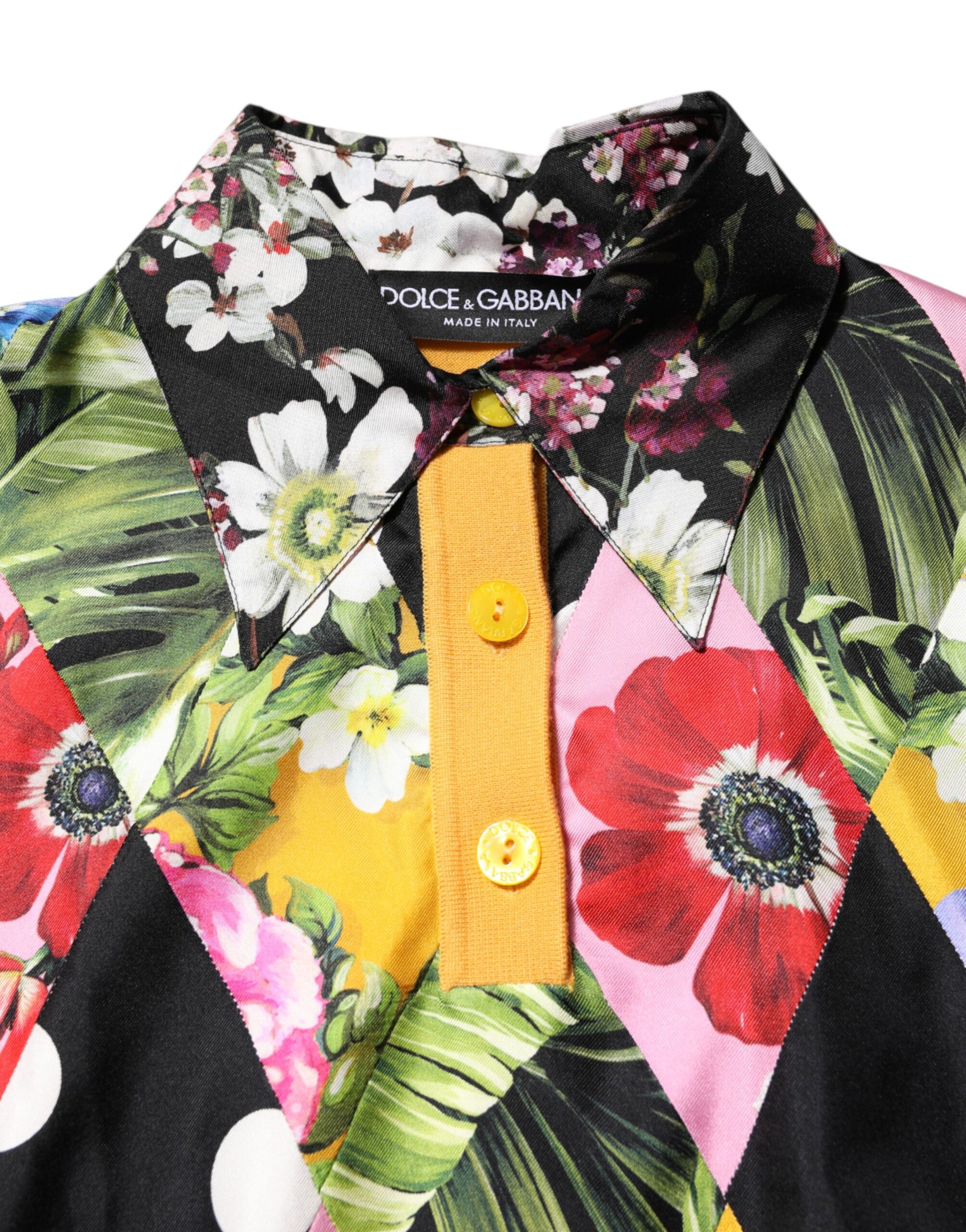 Dolce & Gabbana Multicolor Floral Long Sleeves Polo Top | Regal Royce