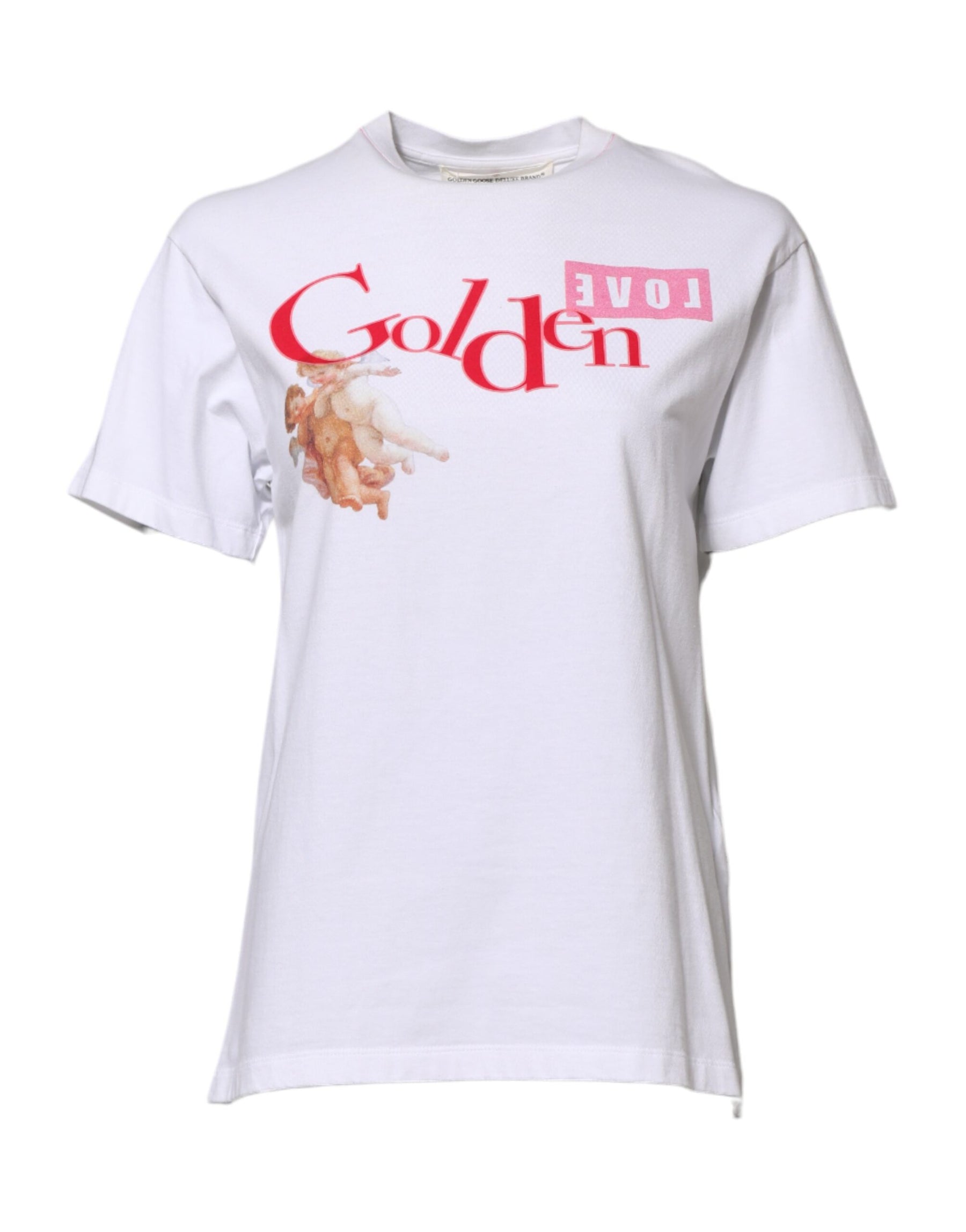 Golden Goose White Printed Round Neck T-shirt | Regal Royce